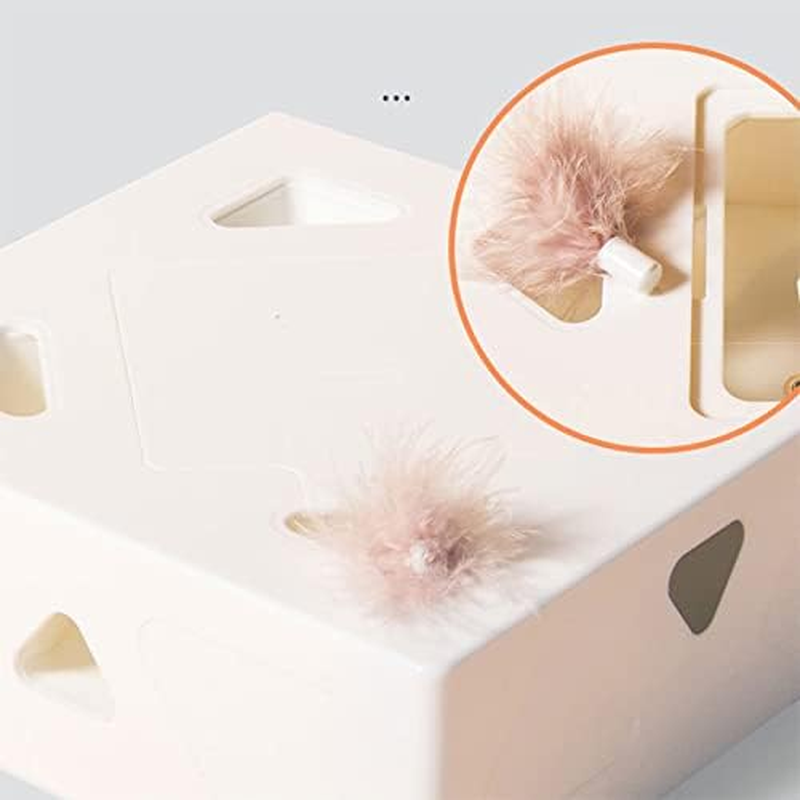 Durable Cat Toys, Automatic Funny Cat Box with 7 Holes Automatic Feather Mice Obsessed Fun Interactive Cat Toy Durable Catnip Toys for Indoor Outdoor/815 (Color : Purple) image number 5