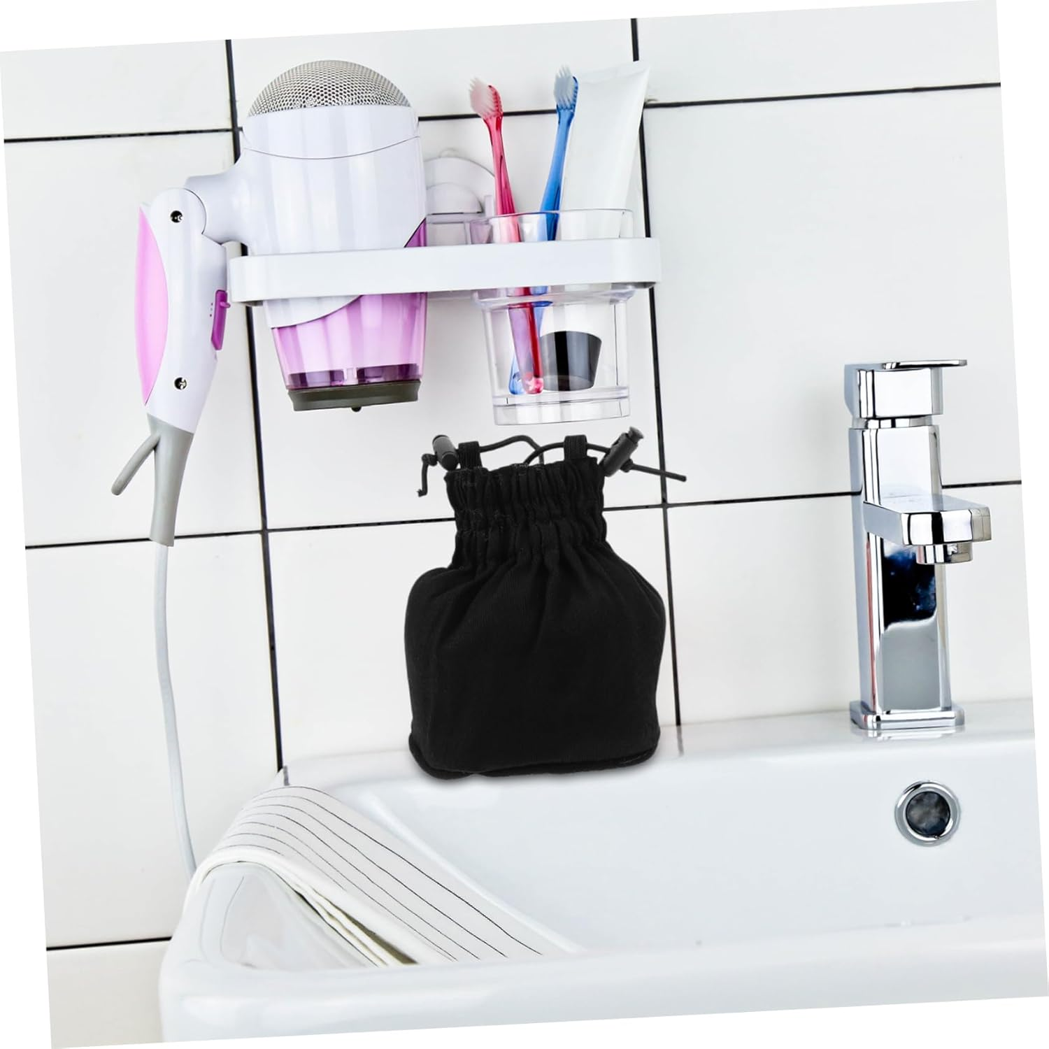 DECORNIJIA Foldable Hair Dryer Diffuser Cover for Curly Wavy Hair Mesh Diffuser for Wet Dry Use Canvas Design Convenient Styling Accessory for Travel Home Use image number 4