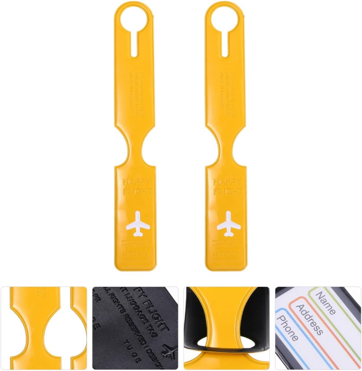 JOINPAYA 2-Pack Yellow Luggage Tags for Suitcases with Durable Plastic Material, Travel Bag Identifier Labels for Women&rsquo;S Baggage, Suitcase Tag Label Set for Easy Baggage Identification