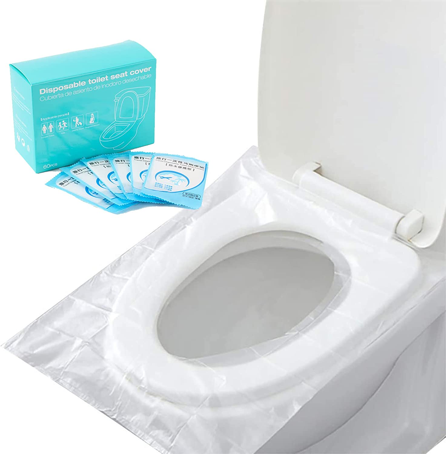 60 Pack Toilet Seat Covers Disposable for Travel Friendly Packing for Kids Potty Training and Adult(60 Covers) image number 5