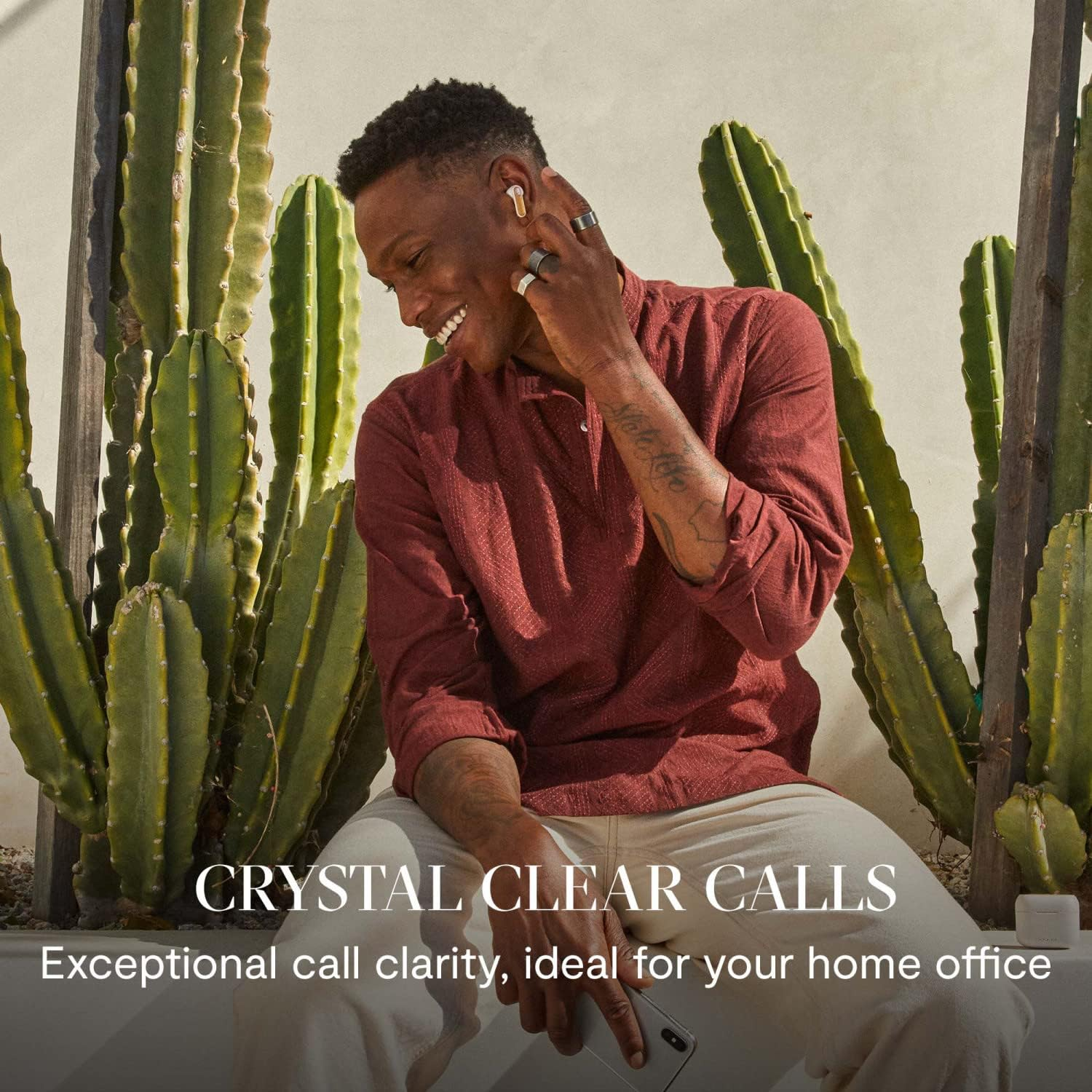 House of Marley Redemption ANC 2 Wireless In-Ear Bluetooth Headphones, Active Noise Cancellation, 24 Hours Playtime, In-Ear Sensors, with App, Cream, One Size, EM-DE031-CE, Cream image number 4