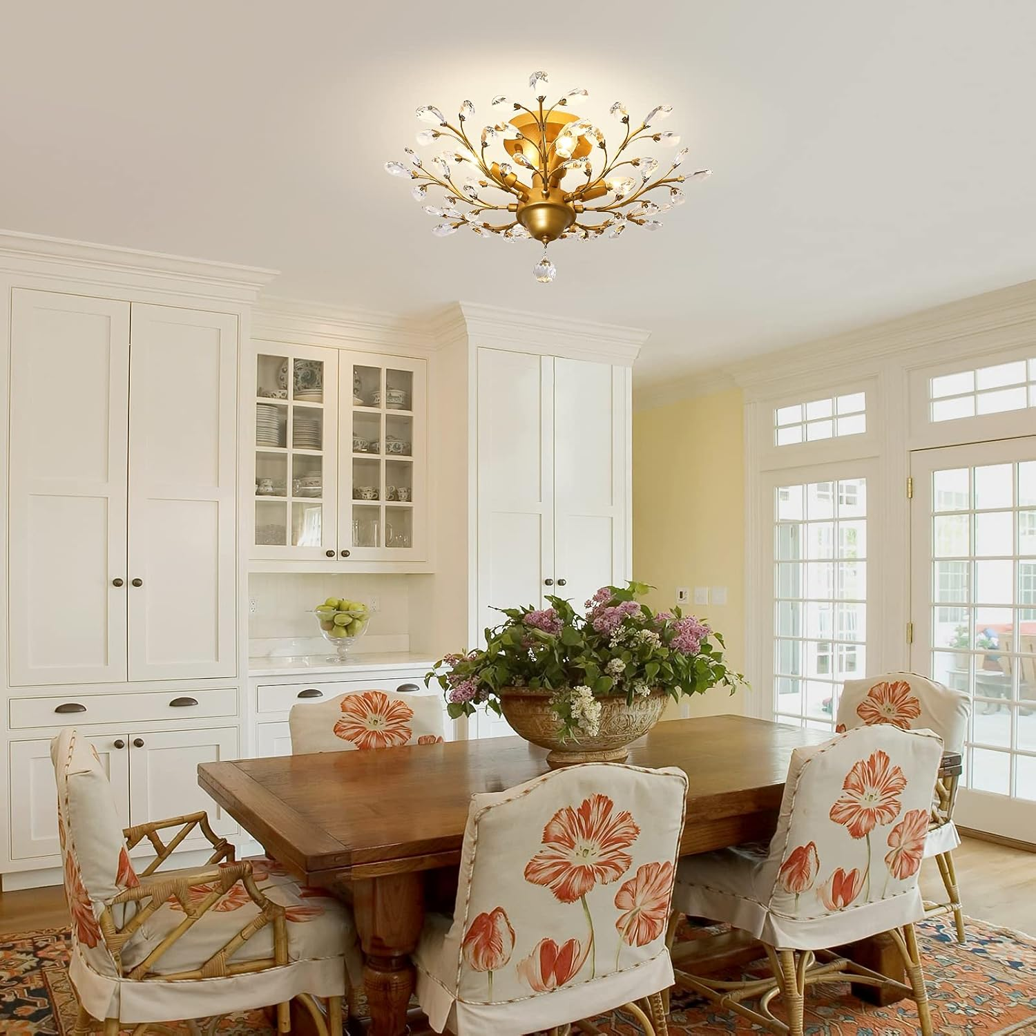 Ganeed Crystal Chandeliers,K9 Crystal Ceiling Light, Vintage Light Fixtures Pendant Lighting for Living Room Bedroom Restaurant Porch Chandelier(4-Light,Golden) - Gold/3 Light image number 3