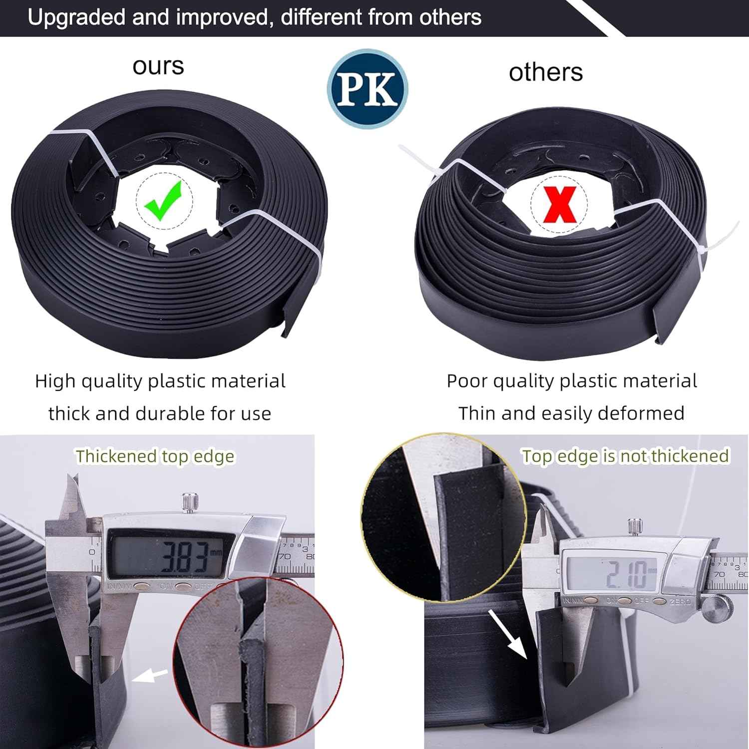 Garden Edging，40Ft Landscape Edging with 40 Spikes for Lawn 2 Inch Tall(Black, 40FT) image number 6