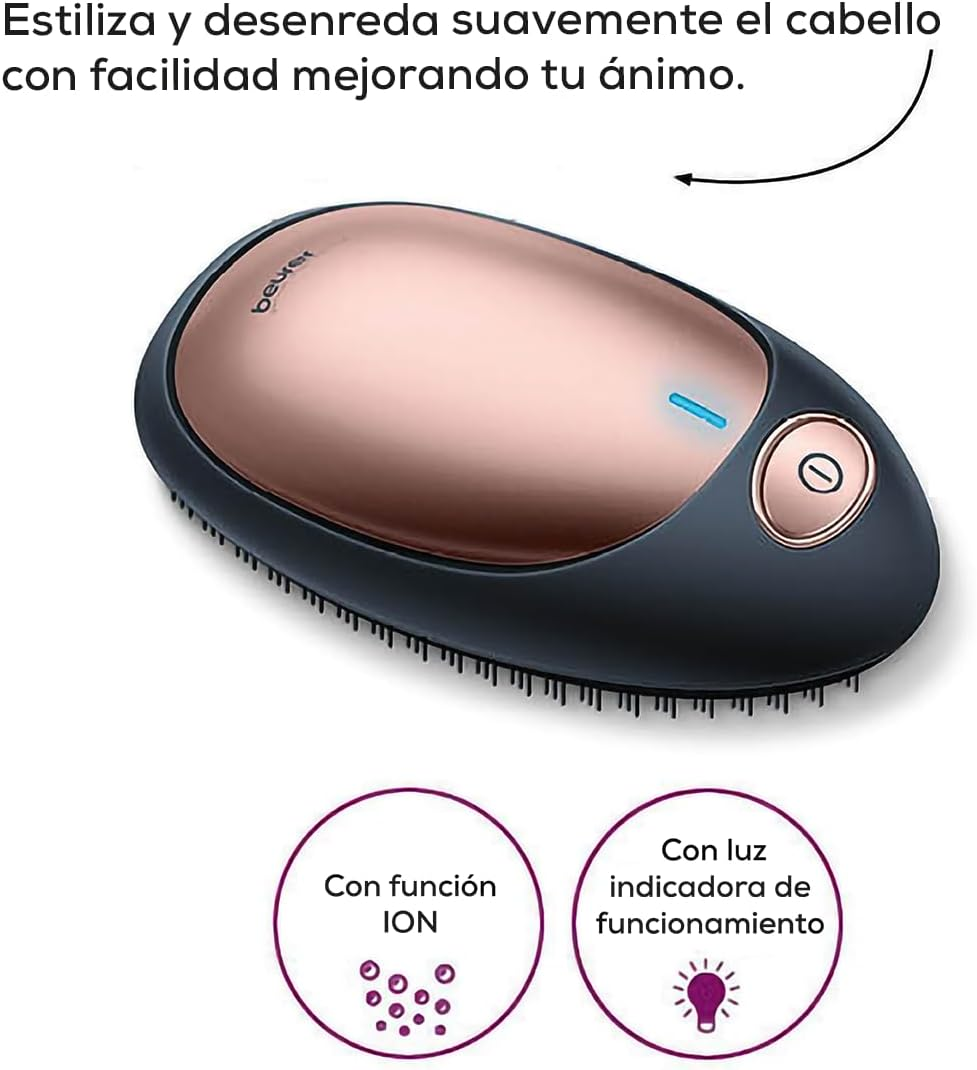 Beurer Electric Detangling Brush with Negative Ion Technology | Straightening Brush for Frizz-Free, Smooth Hair