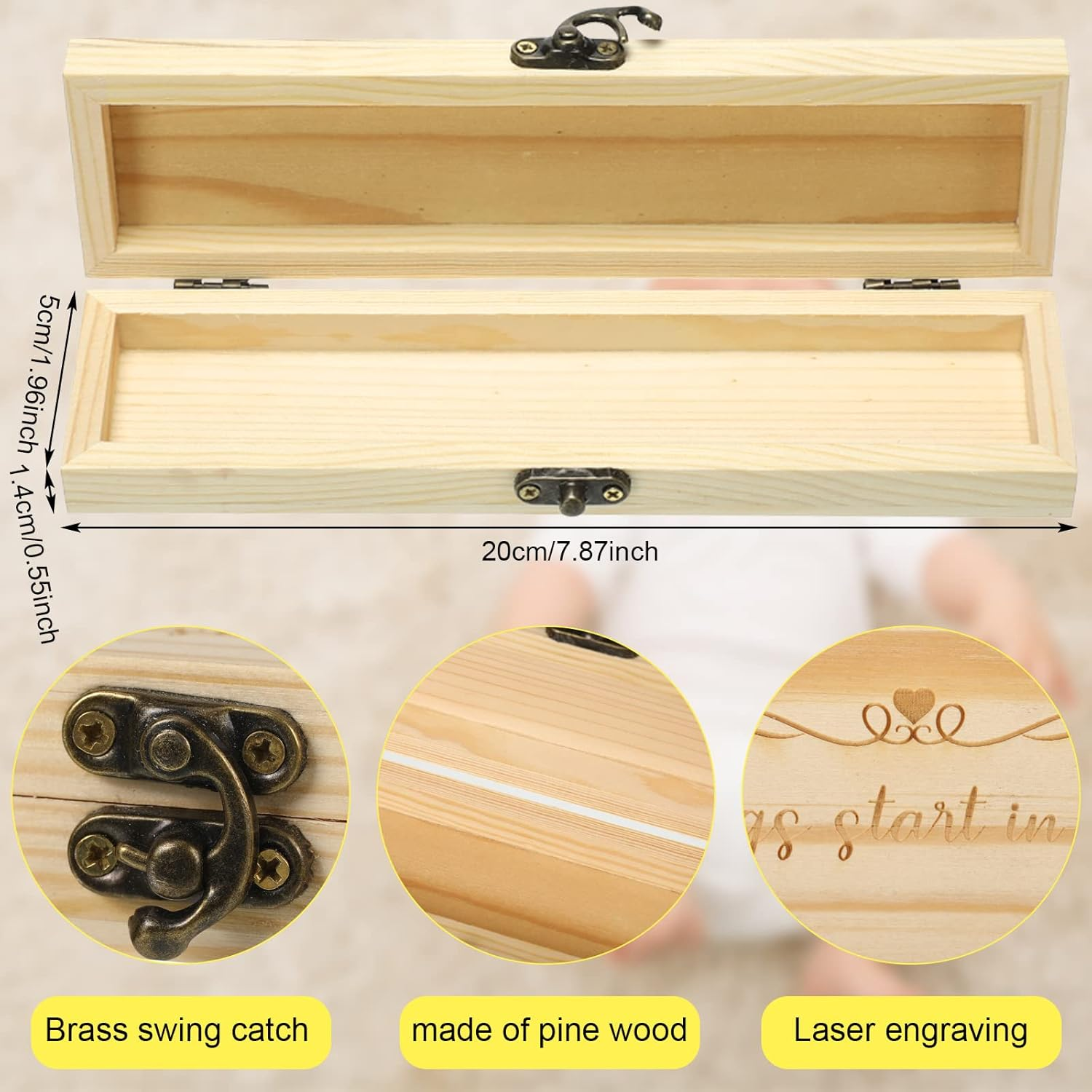 Jiuguva Surprise Pregnancy Announcements for Dad Test Keepsake Box Wooden Baby Announcement Hello Daddy Bodysuit Shoes Reveal Card Envelope Gift Sets Husband Partner image number 5