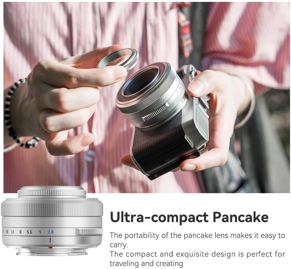TTARTISAN AF 27Mm F2.8 APS-C Frame Lens Ultra-Compact Pancake Lens for Fuji X Mount Cameras for Fujifilm XS10 X-E4 X-T10 X-T20 X-T3 X-T4 X-T100 X-T200 X-T30 X-Pro1 X-Pro2 X-Pro3 X-E1-Silver