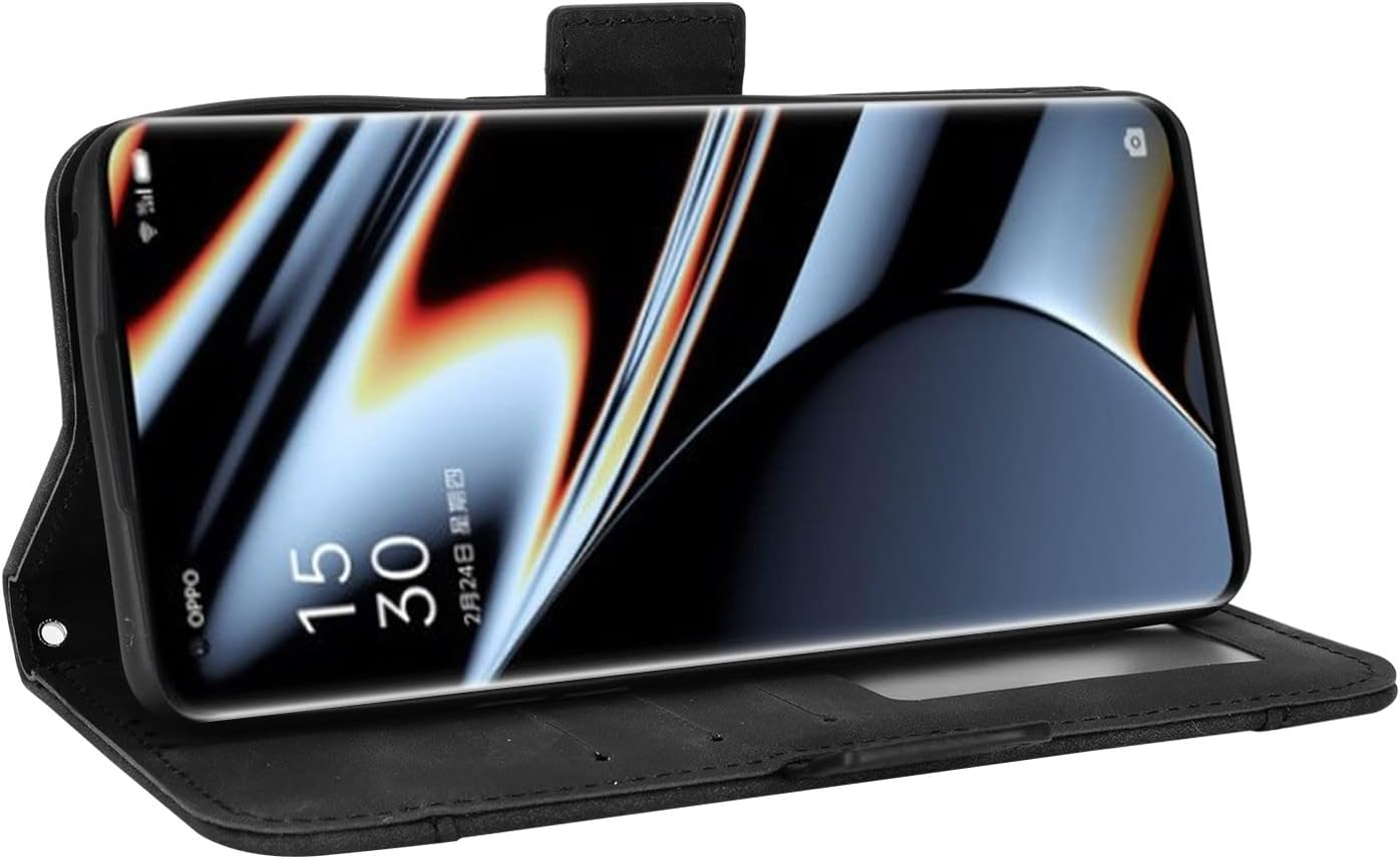 Goshukuntech Phone Cover for Oppo Find X5 Pro Wallet Case[ 5 Card Slots Leather Wallet ] Soft TPU Inner Case Flip Cover Stand Feature [6.43 Inch]-Black image number 7