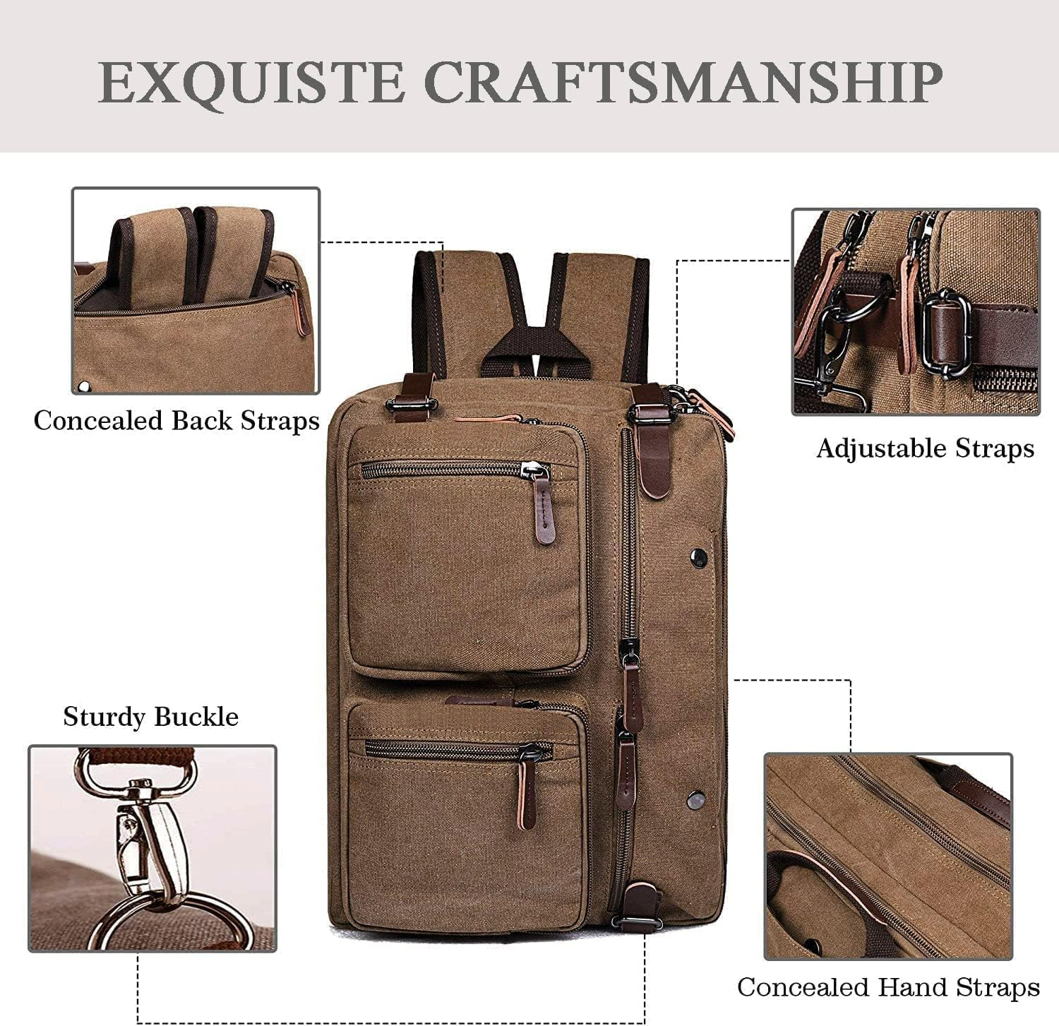 15.6 16 Inch Laptop Backpack, Convertible Crossbody Bag Men Women Multifunctional Messenger Bag Briefcase Laptop Handbag for Business/Travel image number 4