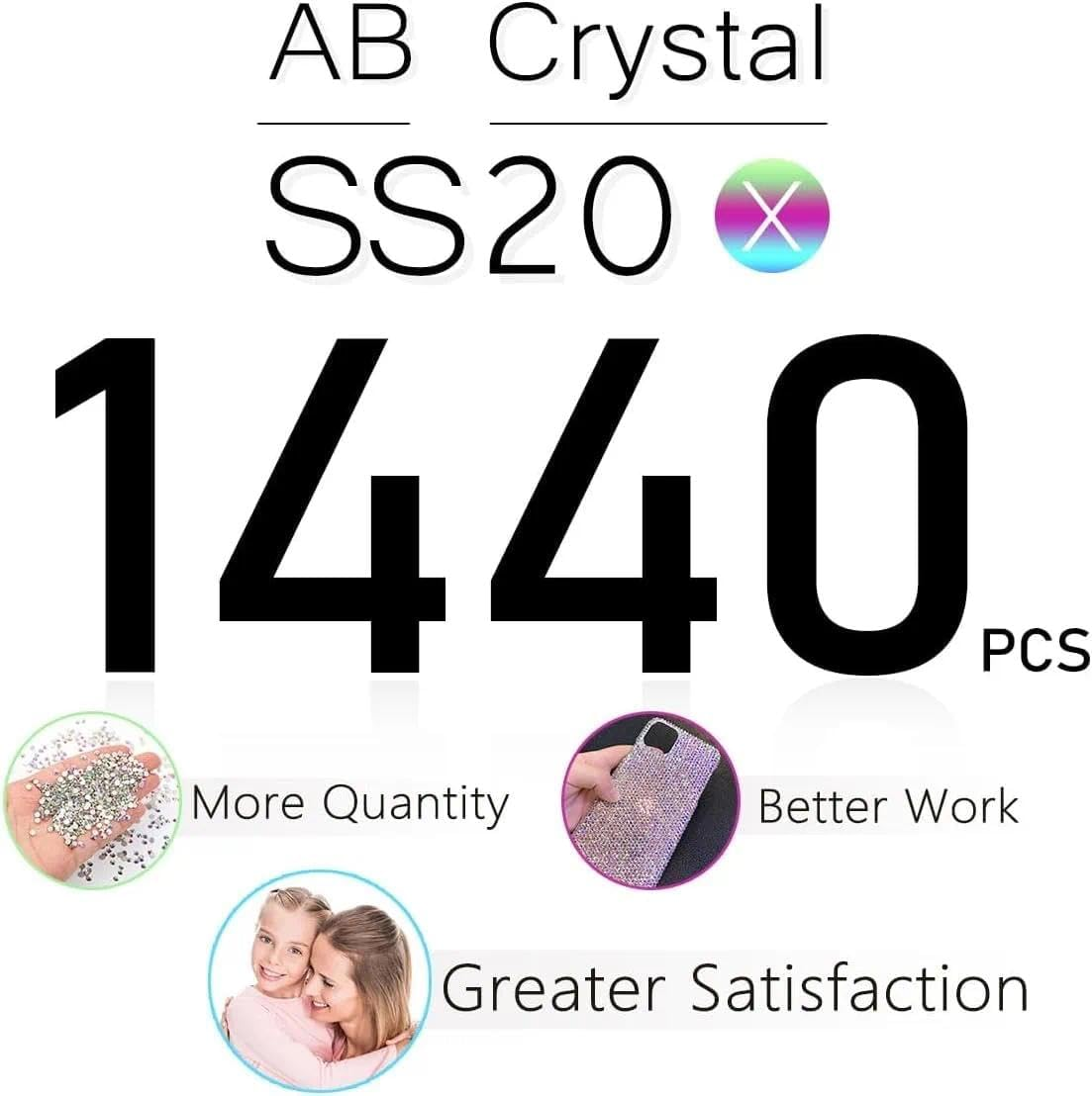 1440Pcs SS20 4.7Mm Crystal AB Nail Rhinestones Flatback Bulk Nail Art round K9 Glass Gems Beads Stones Diamonds Glitter Nail Charms Jewels for Nails Decoration Crafts Eyes Face Makeup Clothes Shoe image number 4