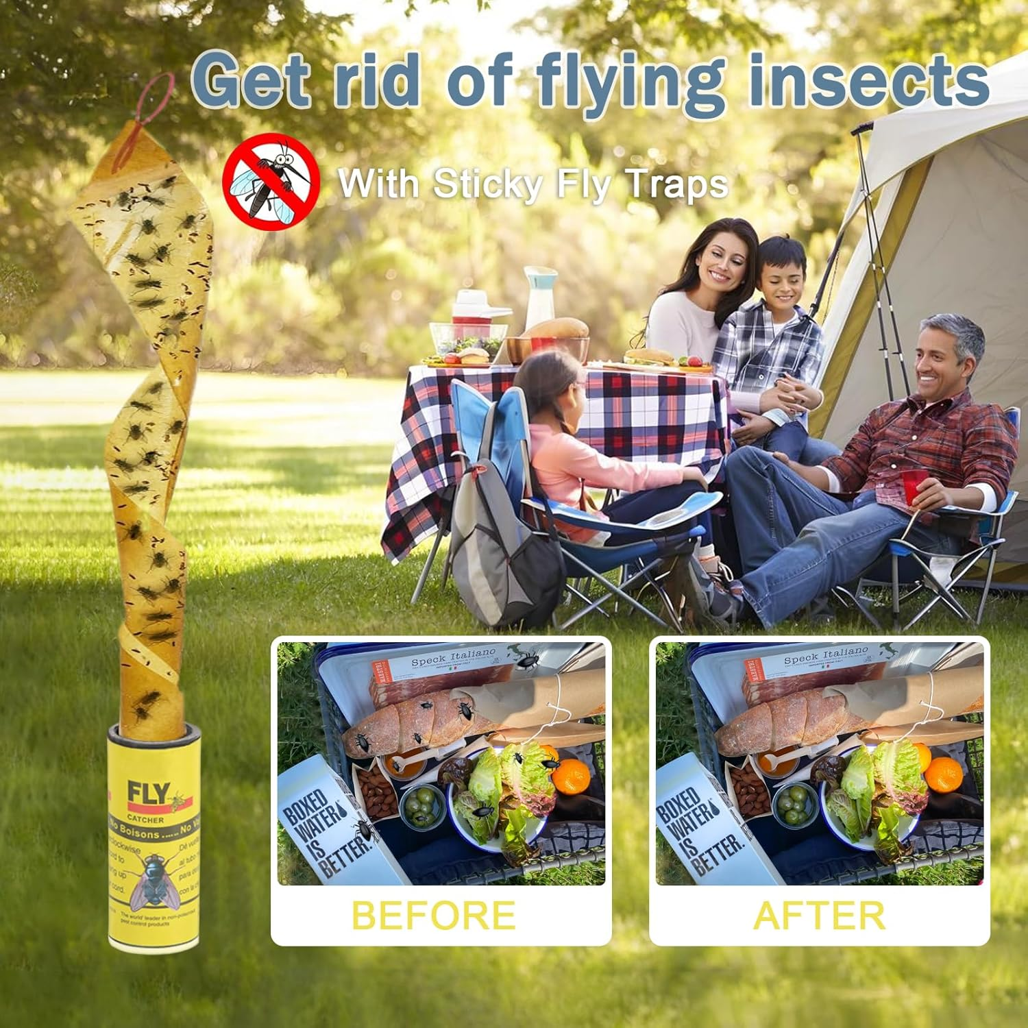 Jotia 16Pcs Fly Paper Strips Traps for Indoors Outdoor, Fruit Fly Paper Rolls Gnat Trap Sticky Tape Catcher Ribbon Set Hanging Insect Mosquito Traps image number 1