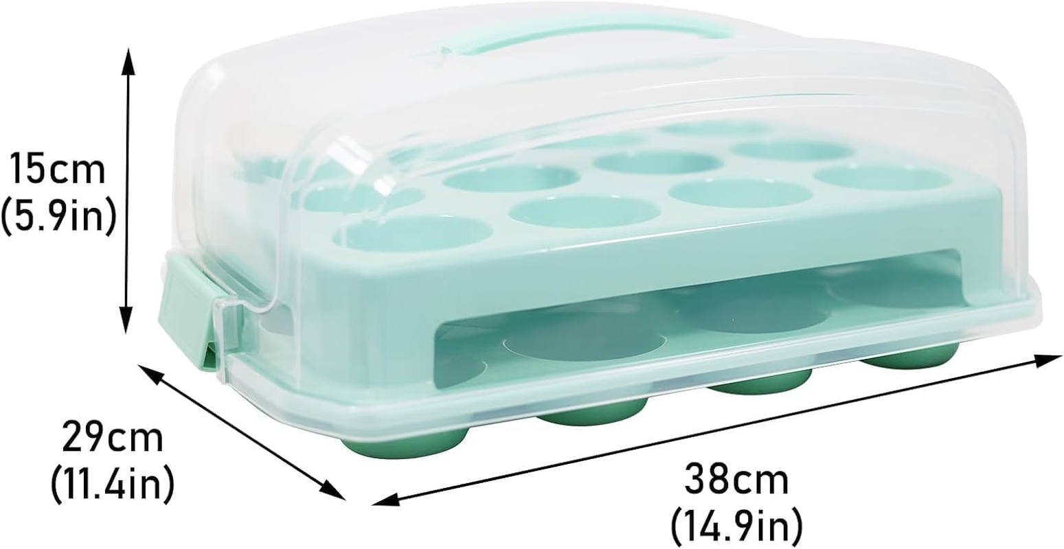 2 Tier Cupcake Carrier for 24 Cupcakes, Durable Muffin Traveler Reusable Cupcake Box, Airtight Snap Lid Clear Plastic Storage Container Baked Goods Container image number 5
