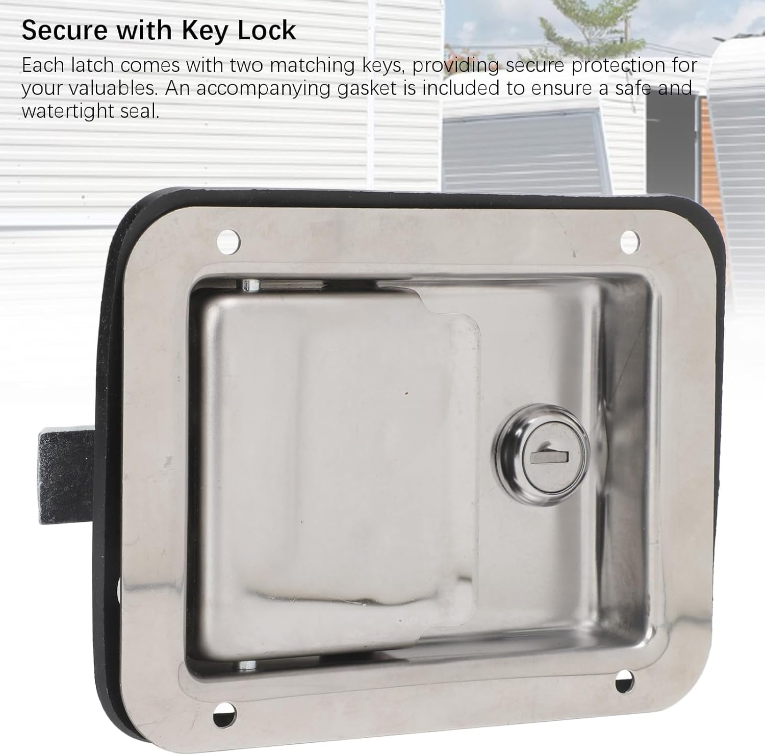 Jiawu RV Truck Door Tool Box Lock, Trailer Toolbox RV Handle Latch with 2 Keys, Stainless Steel Paddle Latch Pull Handle Lock for Rvs Trailers Door Electrical Cabinet image number 4