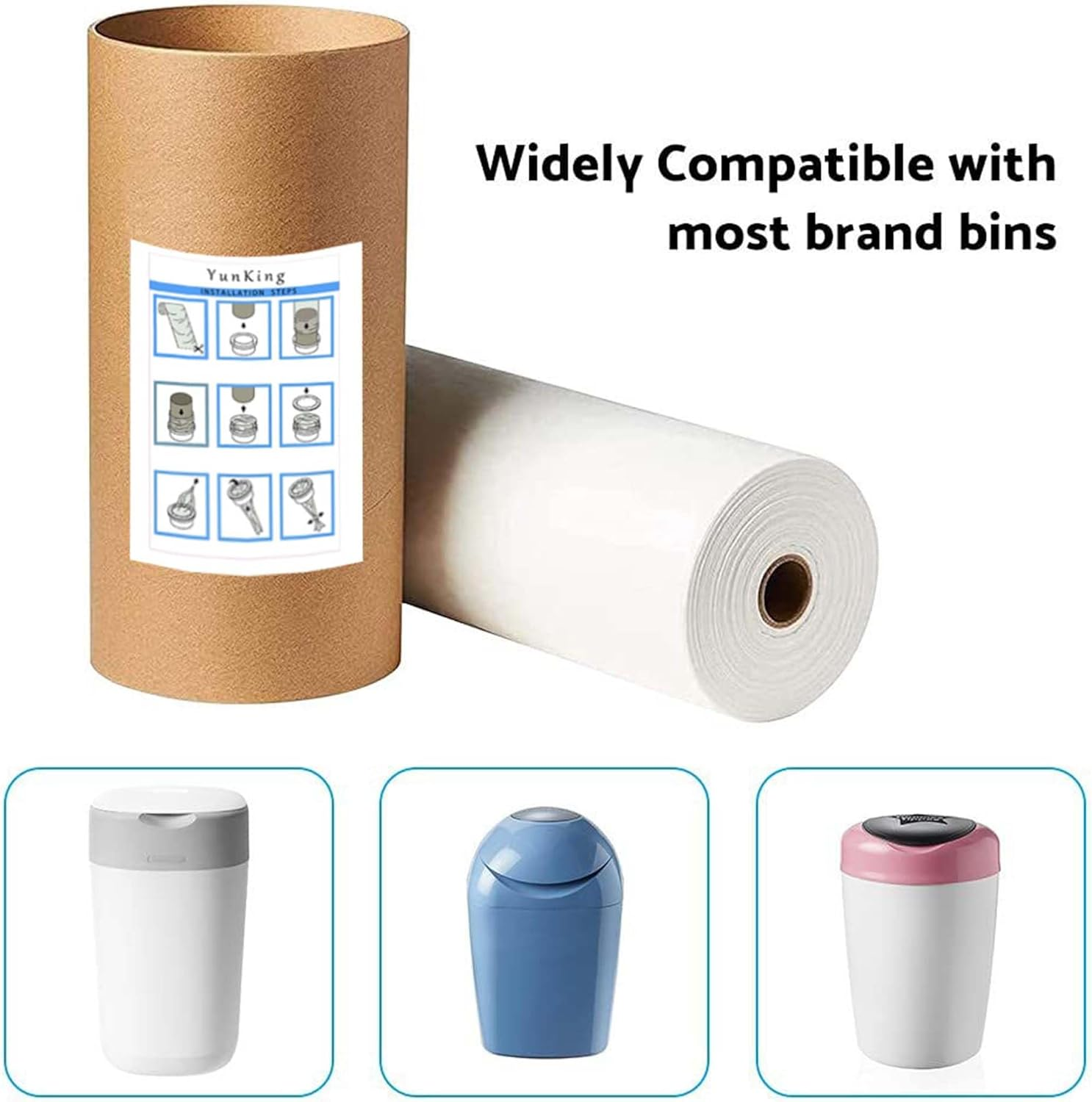 Yunking 200M Nappy Bin Liners for Tommee Tippee Nappy Bins, Disposable Bin Bags for Nappies, Biodegradable Disposable Nappies, Baby Nappy Bags