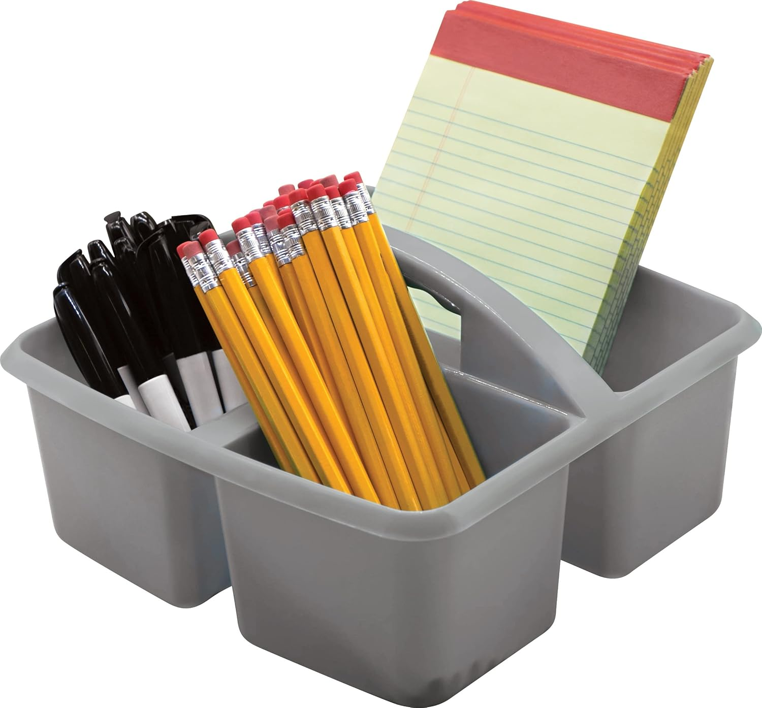 Gray Portable Plastic Storage Caddy 6-Pack for Classrooms, Kids Room, and Office Organization, 3 Compartments - Clear image number 4