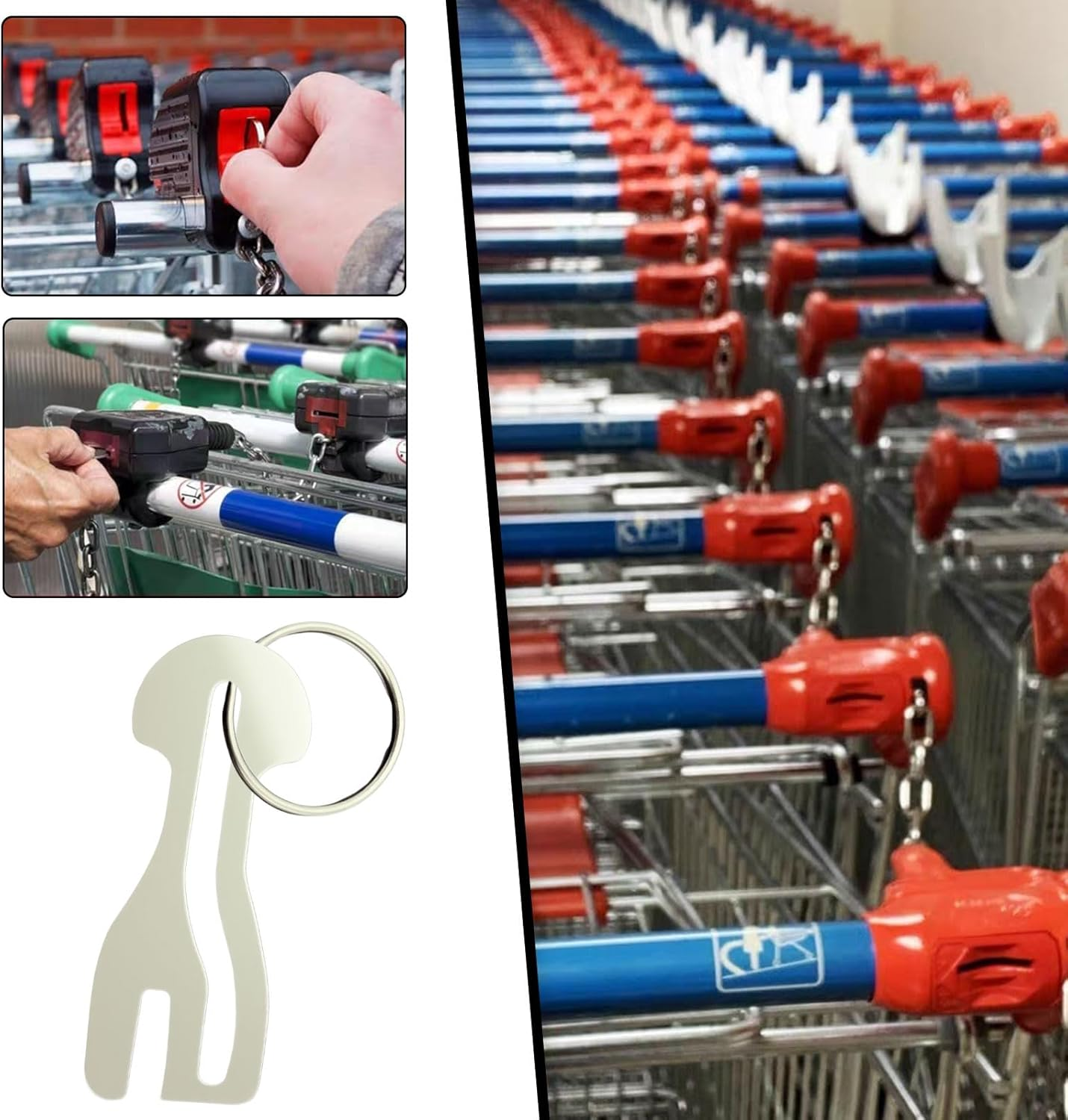 10 Pcs Shopping Trolley Keys, Shopping Cart Key, Trolly Token, Portable Token with Aluminum Key Ringsuitable for Supermarket and Convenience Store Unlocking image number 3