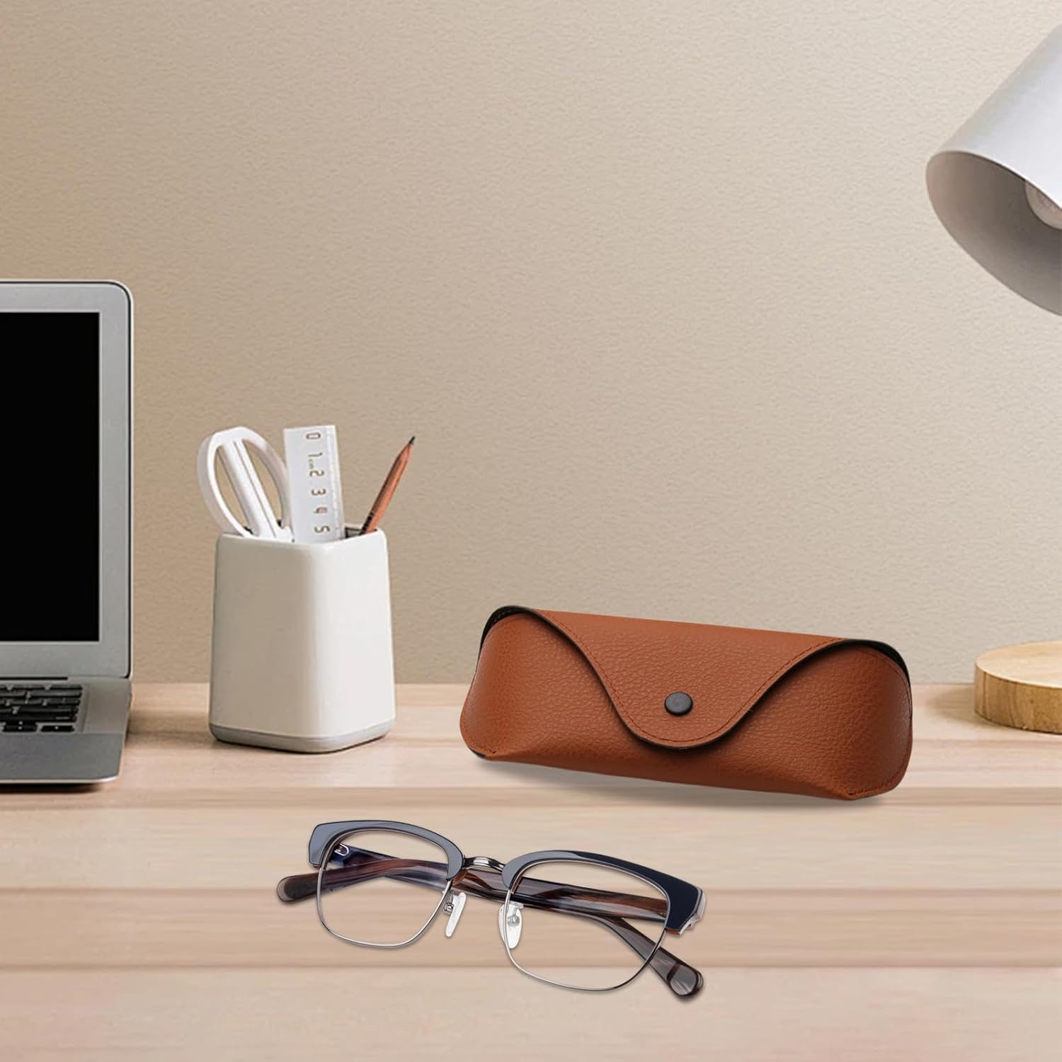 ZGWANSUI PU Leather Sunglass Eyeglass Case, Soft Eye Glasses Case for Men Women Adults, Portable Slim Reading Glasses Carrying Case image number 4