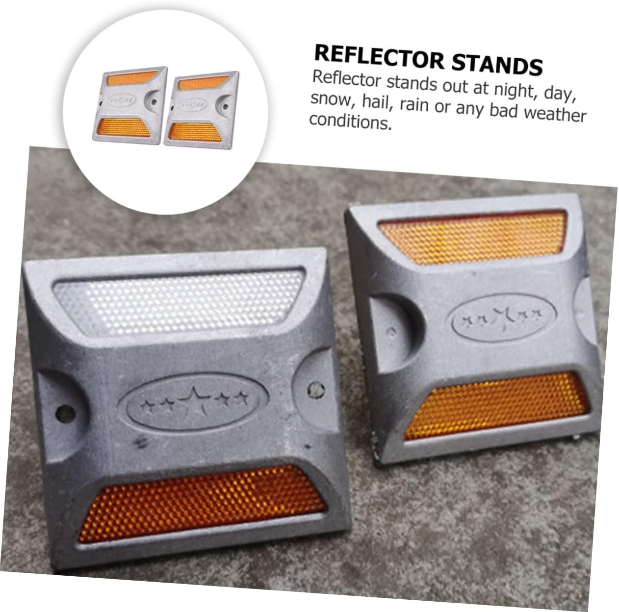 FONDOTIN 2Pcs Reflective Road Pavement Marker Driveway Marker Reflectors Reflective Nails for Driveway Safety image number 4