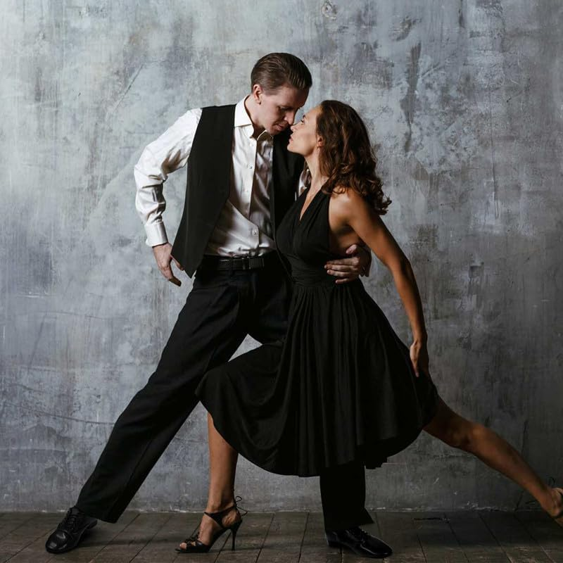 Men'S Ballroom Dance Shoes Leather Lace-Up Dancing Shoes Character Shoes for Latin Tango Salsa Waltz, Black image number 6