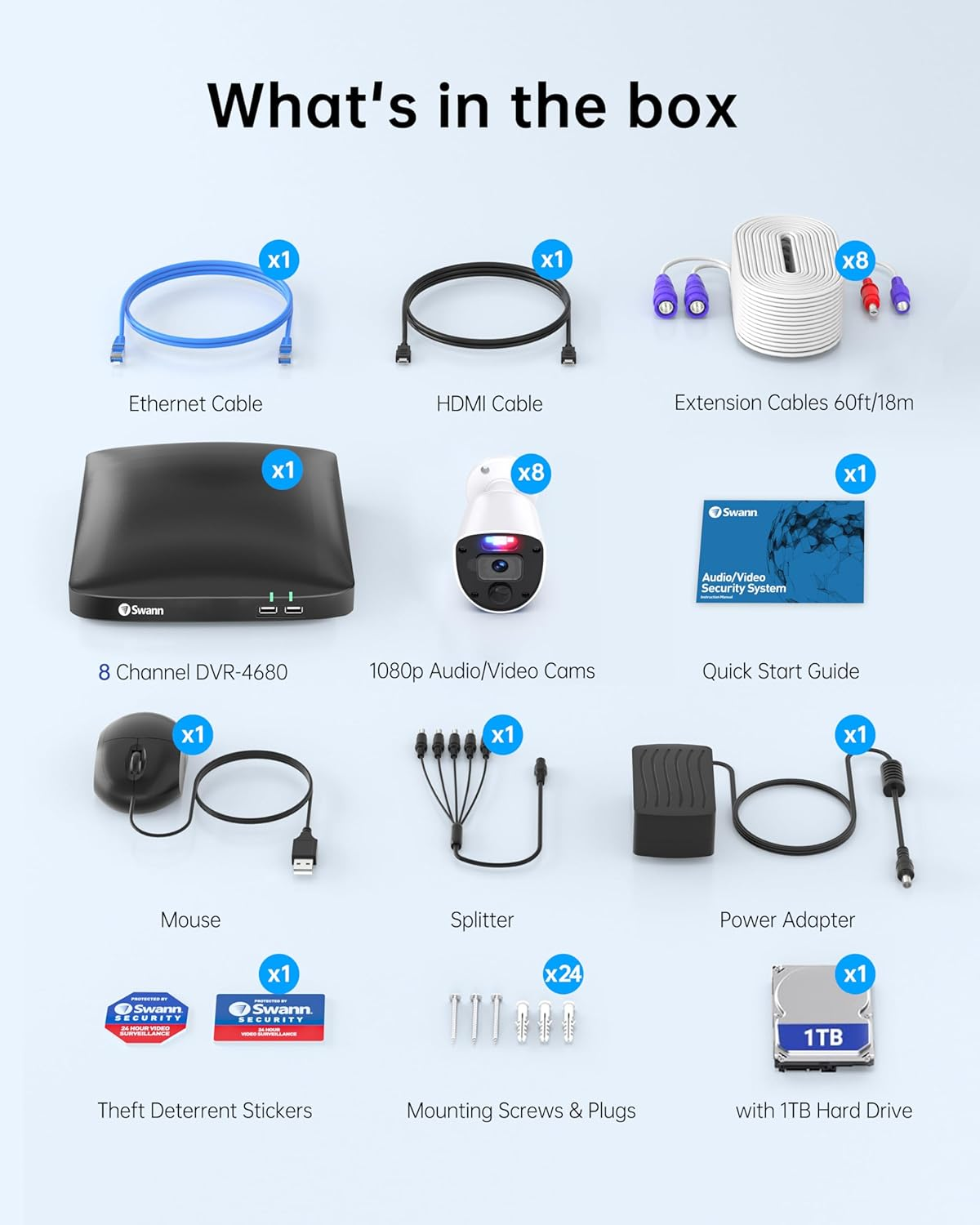 Swann Enforcer 8 Channel 8 Camera DVR Security Camera System with 1TB HDD, 1080P HD Video, Indoor or Outdoor Wired Surveillance CCTV, Colour Night Vision, Heat Motion Detection, LED Lights, 846808 image number 4