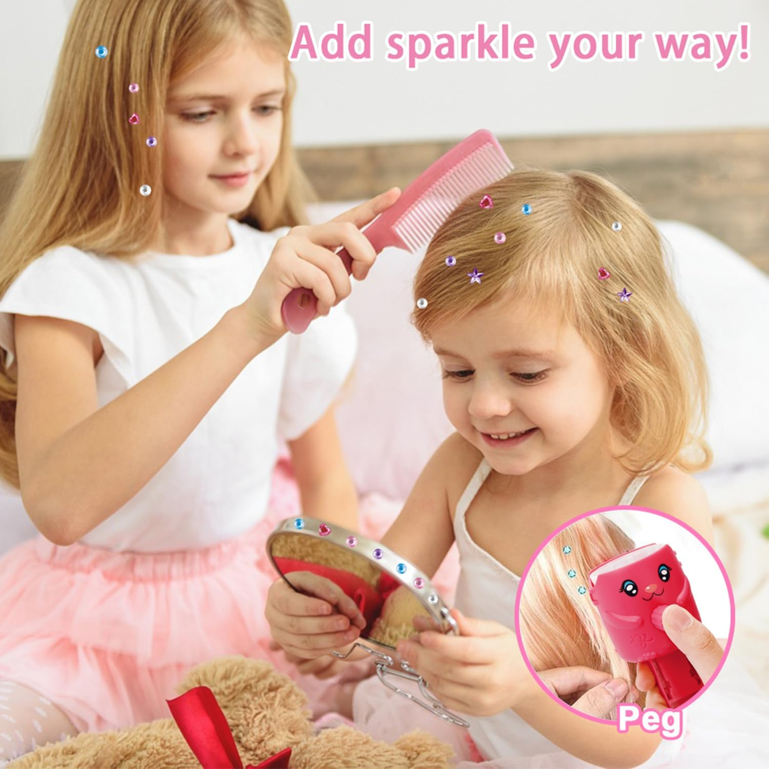 Hair Bedazzler Kit with 240Pcs Rhinestones Diamonds Jewels, Quick and Easy Hair Glitter Machine for Women, Hair Gem Stamper with 120 Glitter Diamonds for Hair, Fashion, Anything. image number 5