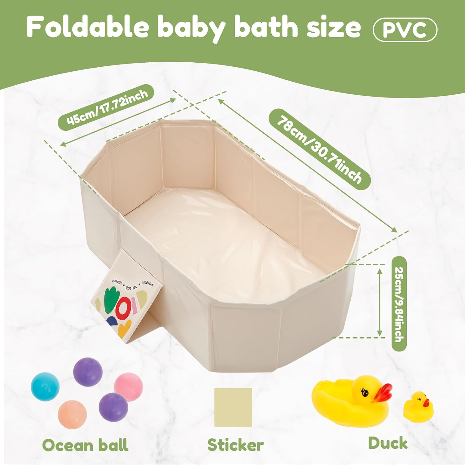 Collapsible Baby Bathtub, Foldable and Portable Baby Bath Tub, Sturdy & Thick PVC Pet Bathing Tub, Space Saving Small Baby Tubs for Home Use Toddler Pet and Infant (Color B) - Color B image number 3