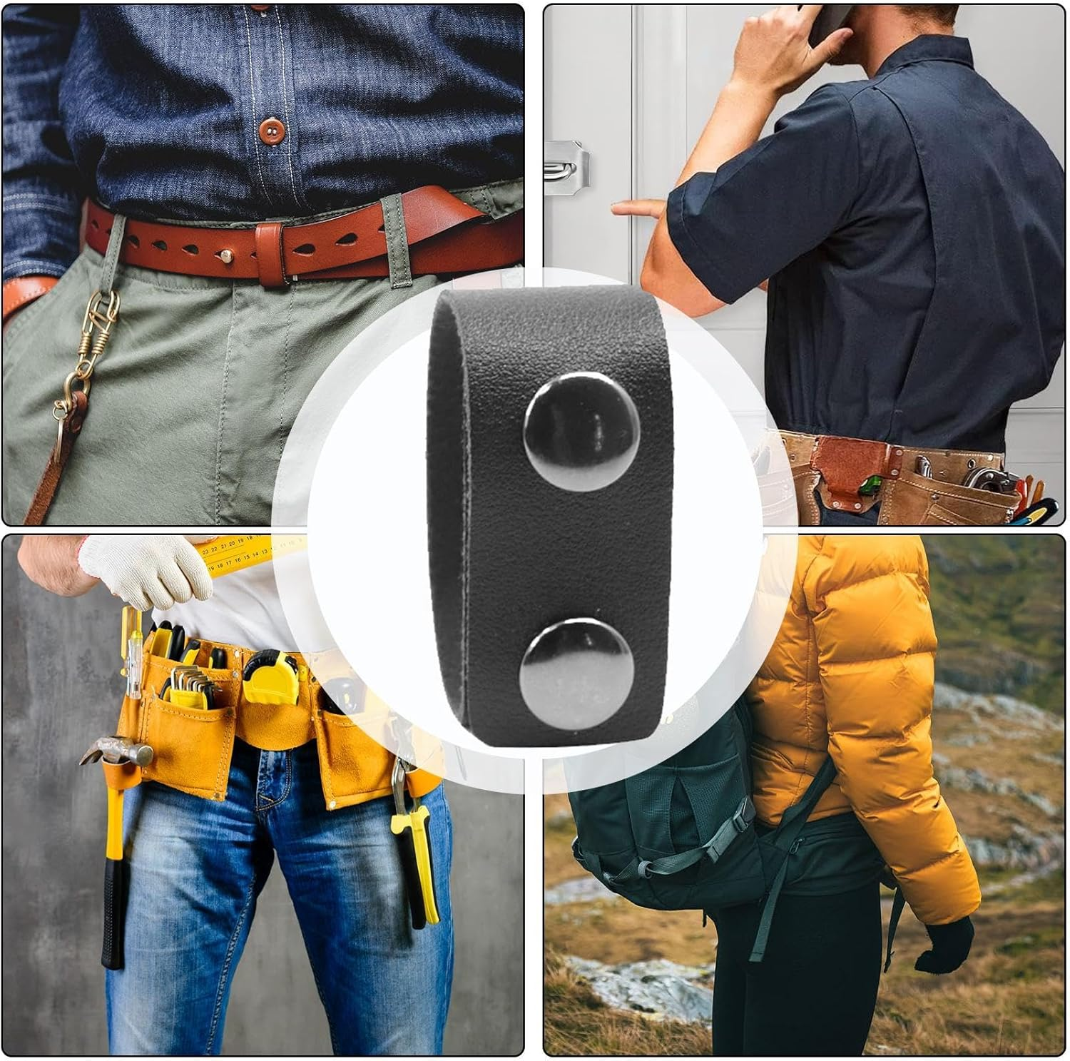 Shurzzesj Belt Keepers with Double Snaps,Wide Duty Belt Retainer | Multi-Purpose Outdoor Belt Buckle for Security, Law Enforcement Personnel, Outdoor Enthusiasts image number 5