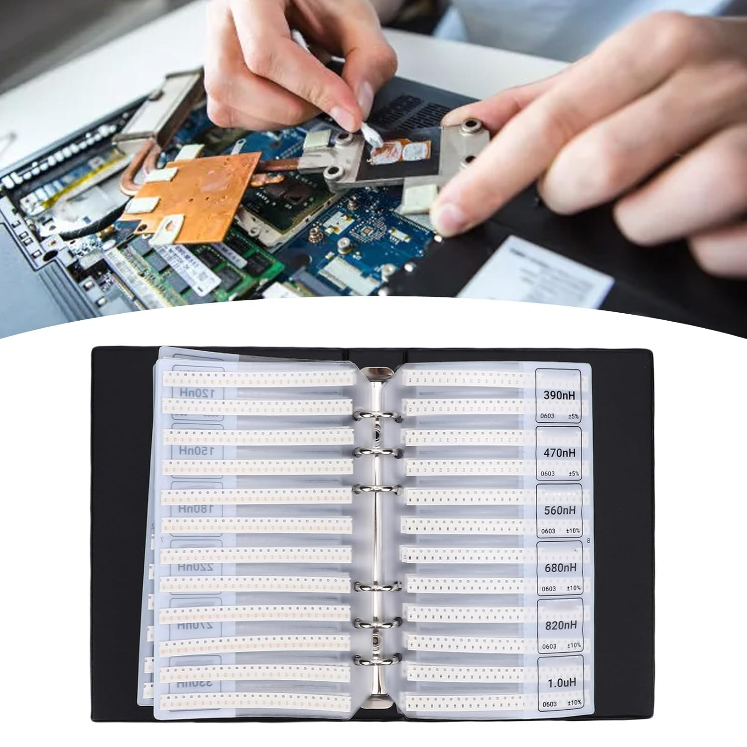 Bewinner 0603 Resistors Kit, 0603 SMD Resistor Assorted Folder, 64 Values X 50Pcs, Electronics Component Assortment Book for Electronics Prototyping and Repairs