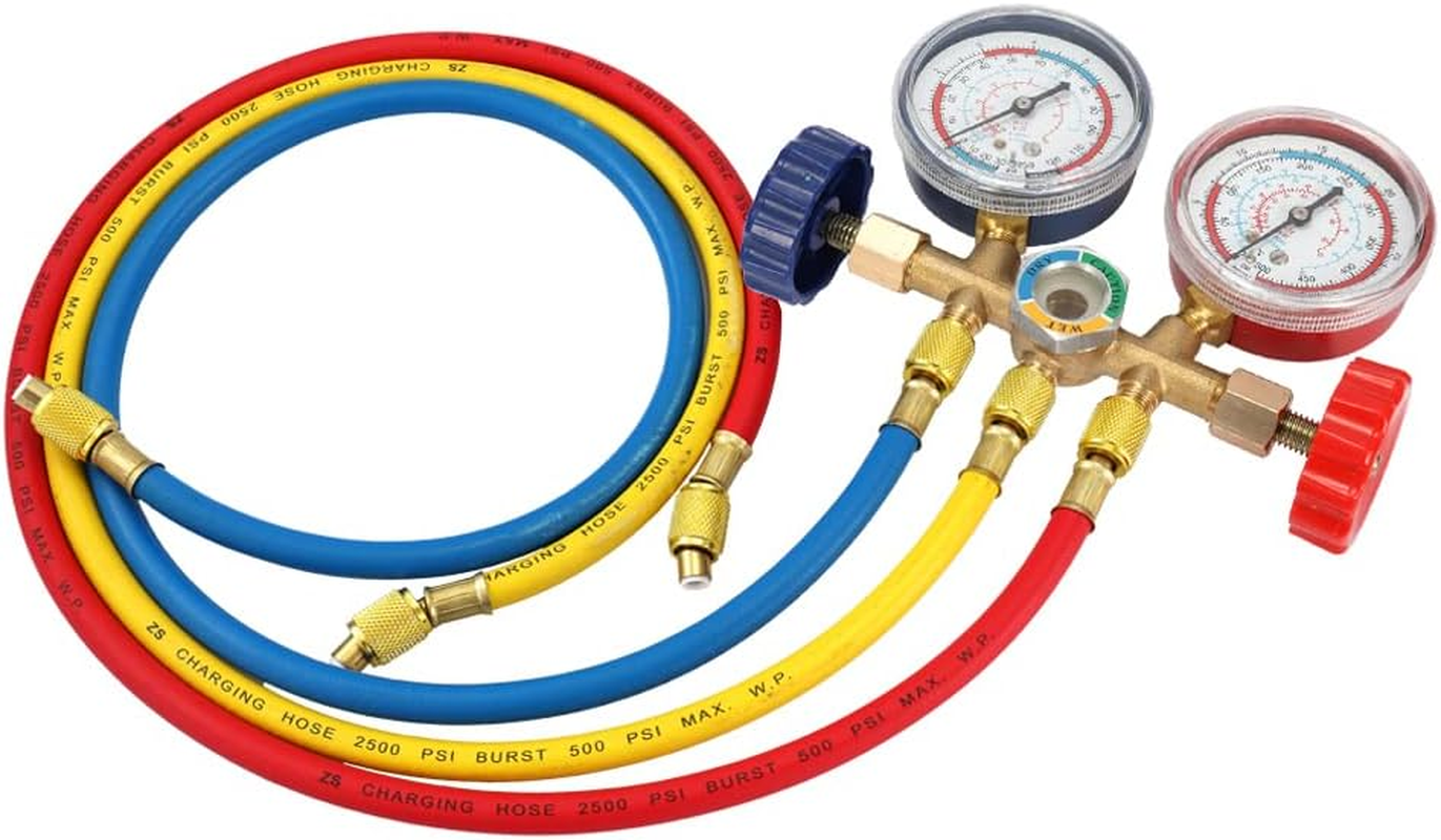 Relogic Refrigerant Gauge AC Diagnostic Manifold Freon Gauge Set Refrigerants image number 4