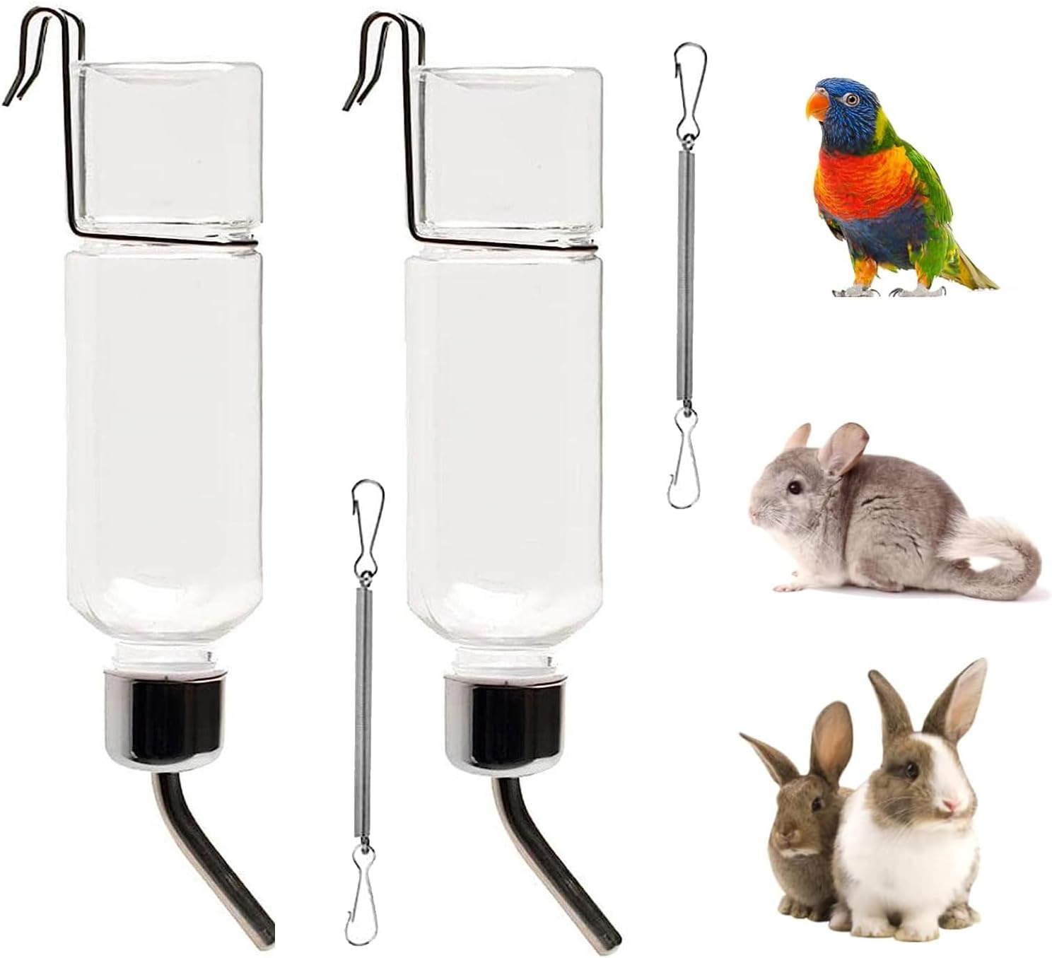 Guinea Pig Water Bottle Small Pet Water Bottle No Drip, Water Bottles Hanging Small Animal Drinking Bottles for Rabbit, Guinea Pig, Ferret, Hedgehog, Squirrel, Chinchilla Dispenser 350Ml (2Pcs350Ml) image number 4