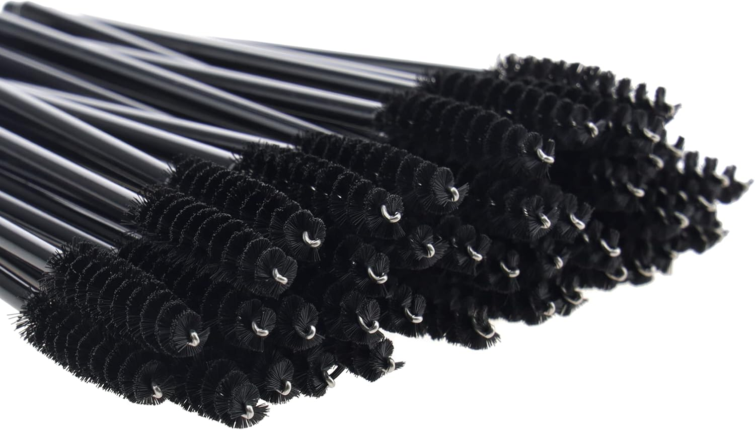 Ukerdo 50Pcs Extensions Mascara Wands Spoolie Brush Disposable Eyelash Cosmetic Cleansing Applicators Eyebrow Lash Comb Tool Kits Black Handle - C image number 4