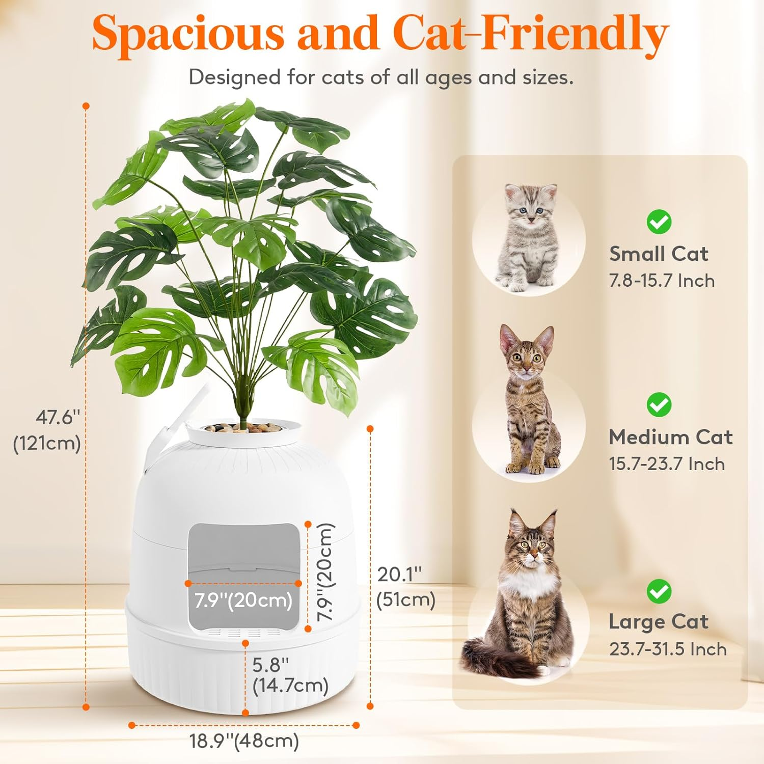 Lifewit Plant Cat Litter Box with Odor Removal System, Hidden Enclosure Litter Tray with Faux Plant & Scoop in Living Room, Bedroom, Corner, White image number 1