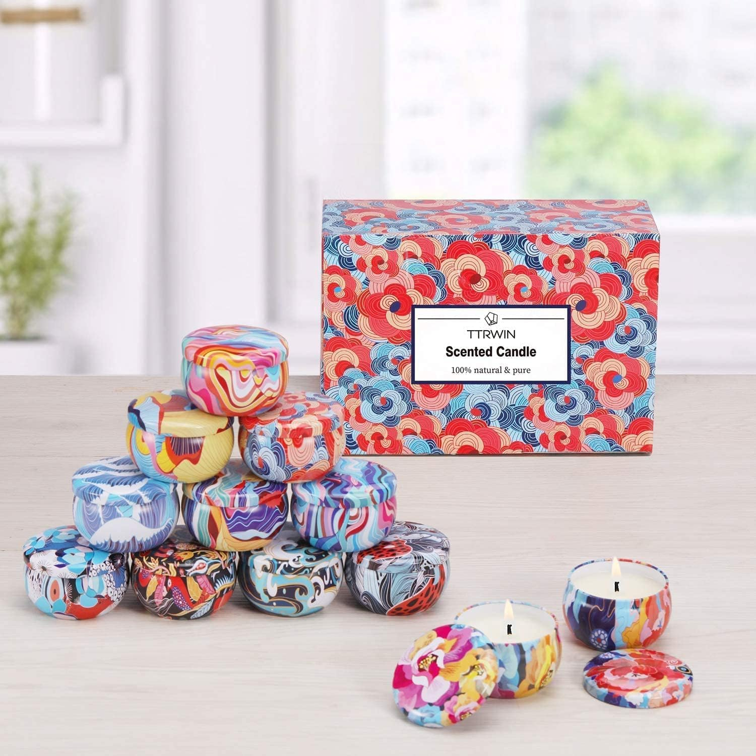 TTRWIN Scented Candles Gift Set,12 Pcs Relaxing Aromatherapy Scented Candles Clearance, Portable Travel Tin Stress Relief Candles for Home Scented, Women, Mother&rsquo;S Day, Christmas image number 6