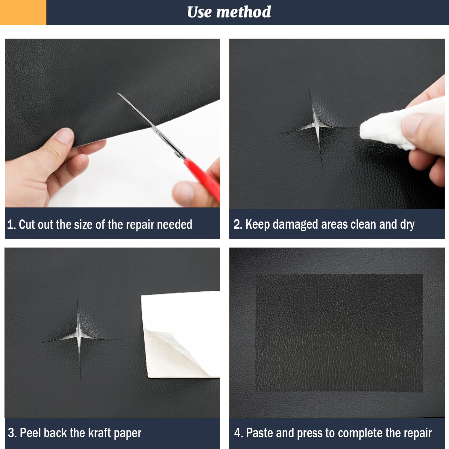 LEKEONE Large Leather Repair Patch, 17X60 Inch Leather Repair Tape Self,Repair Patch Self Adhesive Waterproof for Couches, Furniture, Kitchen Cabinets, Car Seats (Dark Brown, 17 * 60 Inch) - Dark Brown image number 6