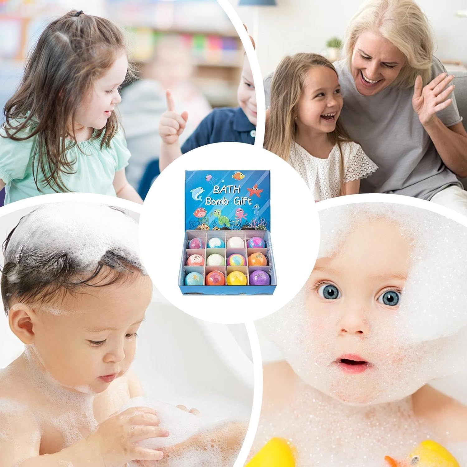 Colorful Bubble Bath - Land and Sea Toys, Organic Bath Balls | 12Pcs Handmade Bubble Bath Bombs Spa Fizz Ball Kit, Portable Bath Giift Set with Surprise Toys for Birthday Halloween Christmas image number 2
