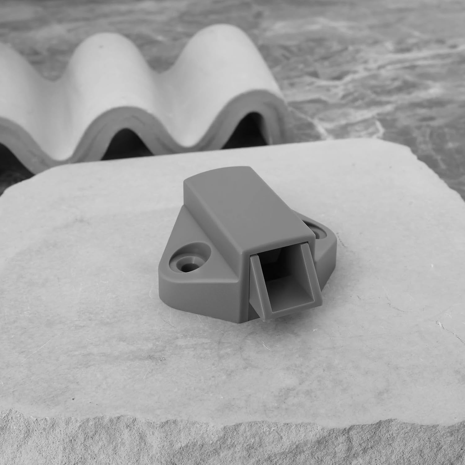 SING F LTD 2Pcs Grey Cupboard Door Handle Nylon Base Half Moon Push Lock Latch Knob Base Push Lock Base Cabinet Locks Handle Base for Car RV Caravan Boat Cupboard Drawers