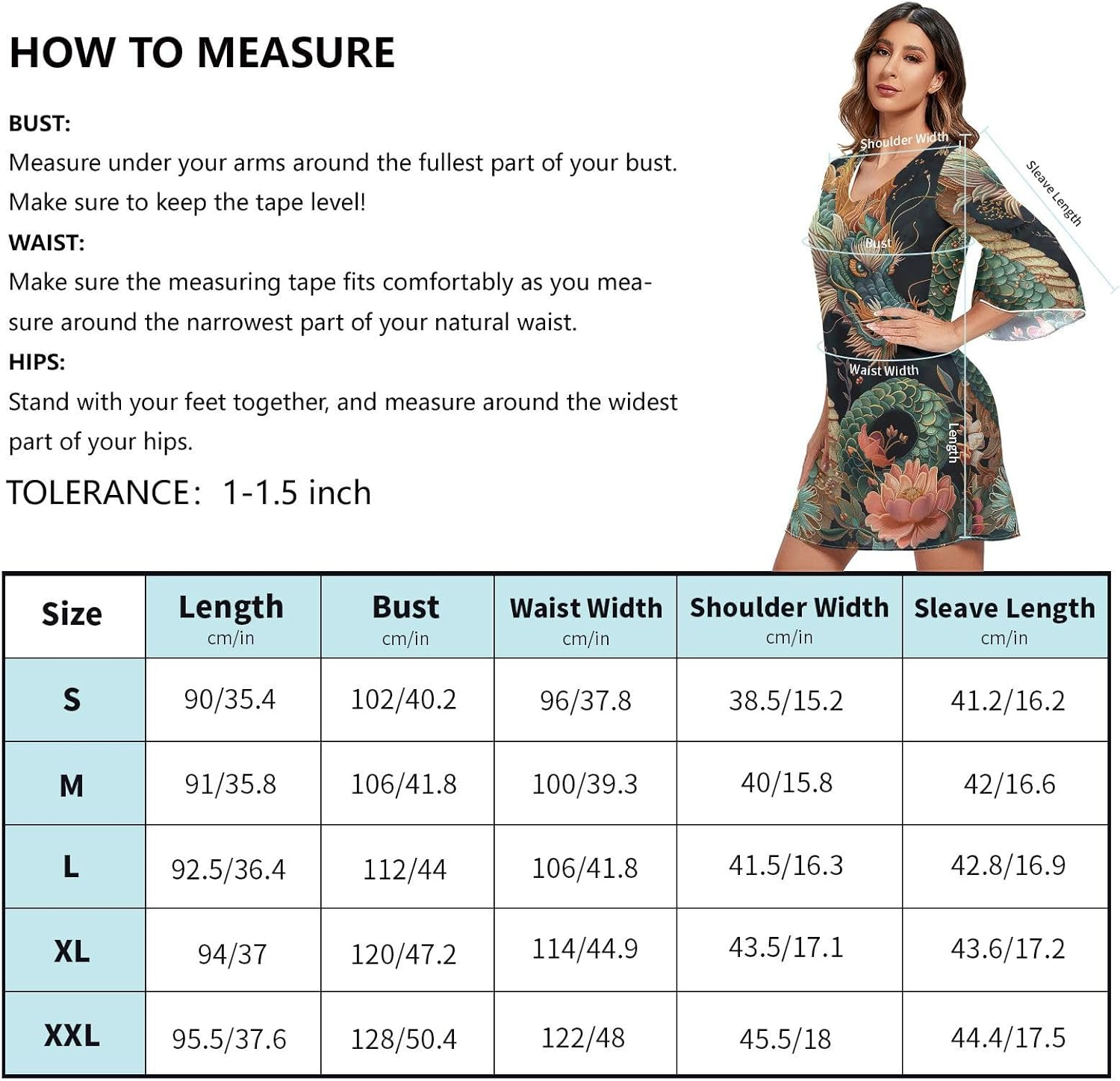 Green Dragon Vintage Chinese Flowers Short Dress Printed Line Maternity Dress S-XXL image number 2