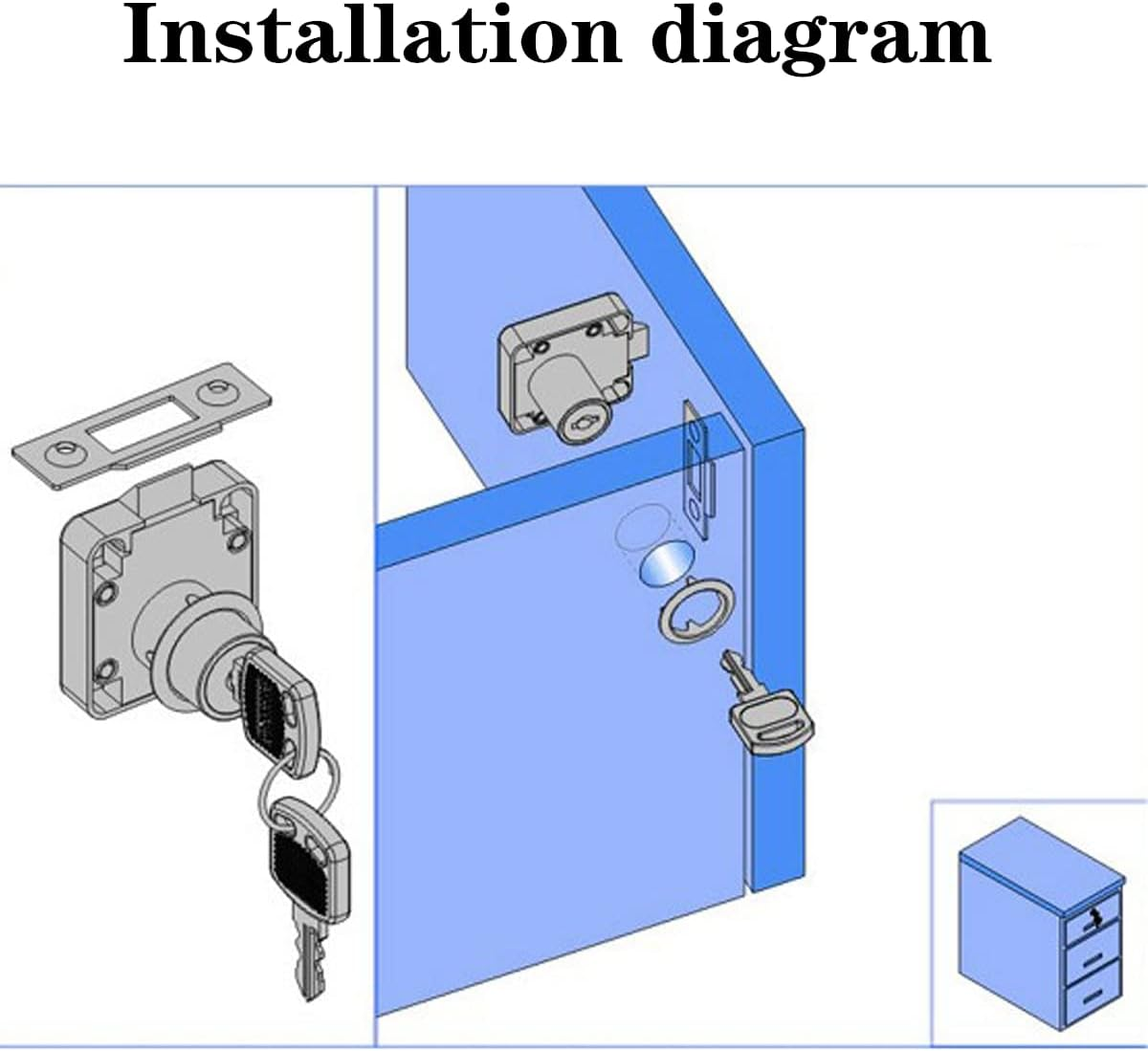 Automatic Lock Tongue Cabinet Drawer Furniture Locker Showcase Lock Drilling Diameter 3/4"/19Mm for (3/5"-/15Mm -7/8"-/22Mm) Door Panel(2 Pack) image number 6