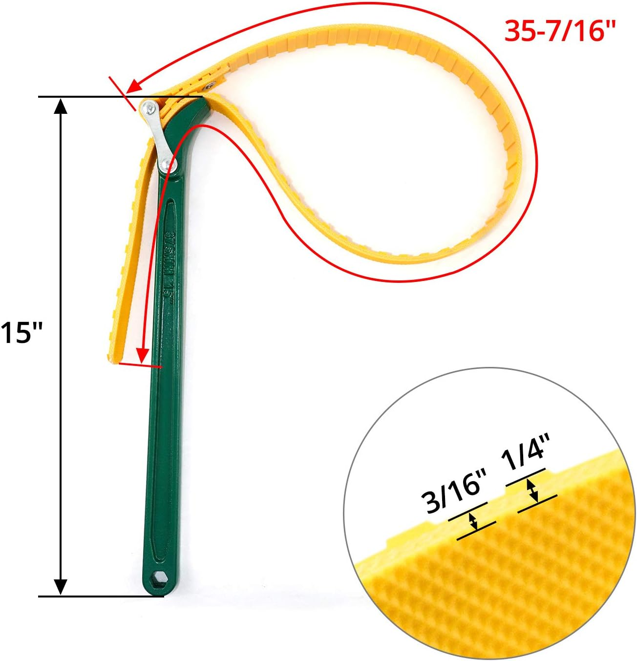 QWORK 15" Belt Strap Wrench, Multi-Purpose Adjustable Strap Oil Filter Strap Opener Wrench image number 3