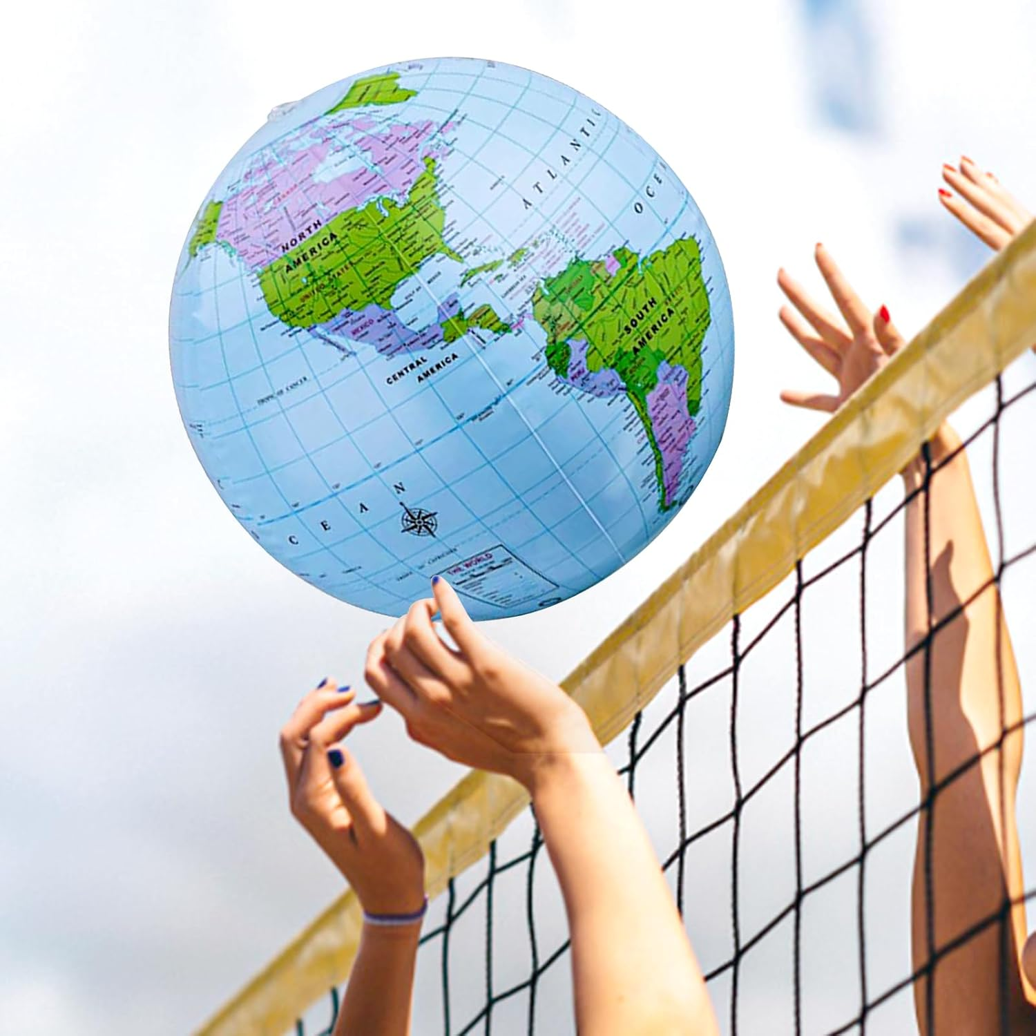 4 Pack 16 Inches Inflatable Globe PVC Earth Blow up World Globe Beach Ball for Beach Playing,Party Bags,Teaching image number 4