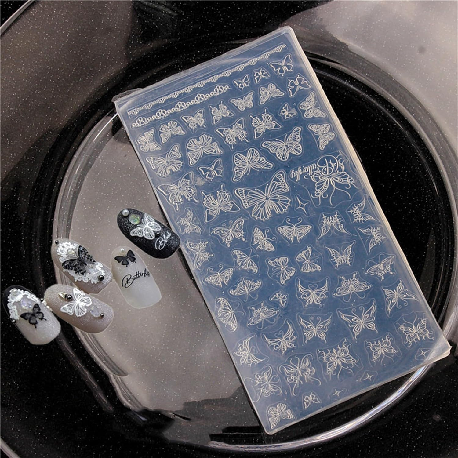 Nail Art Silicone Mold - Sturdy & Reusable Rose & Butterfly Designs for DIY Nails, Nail Salon, Professional Use image number 4