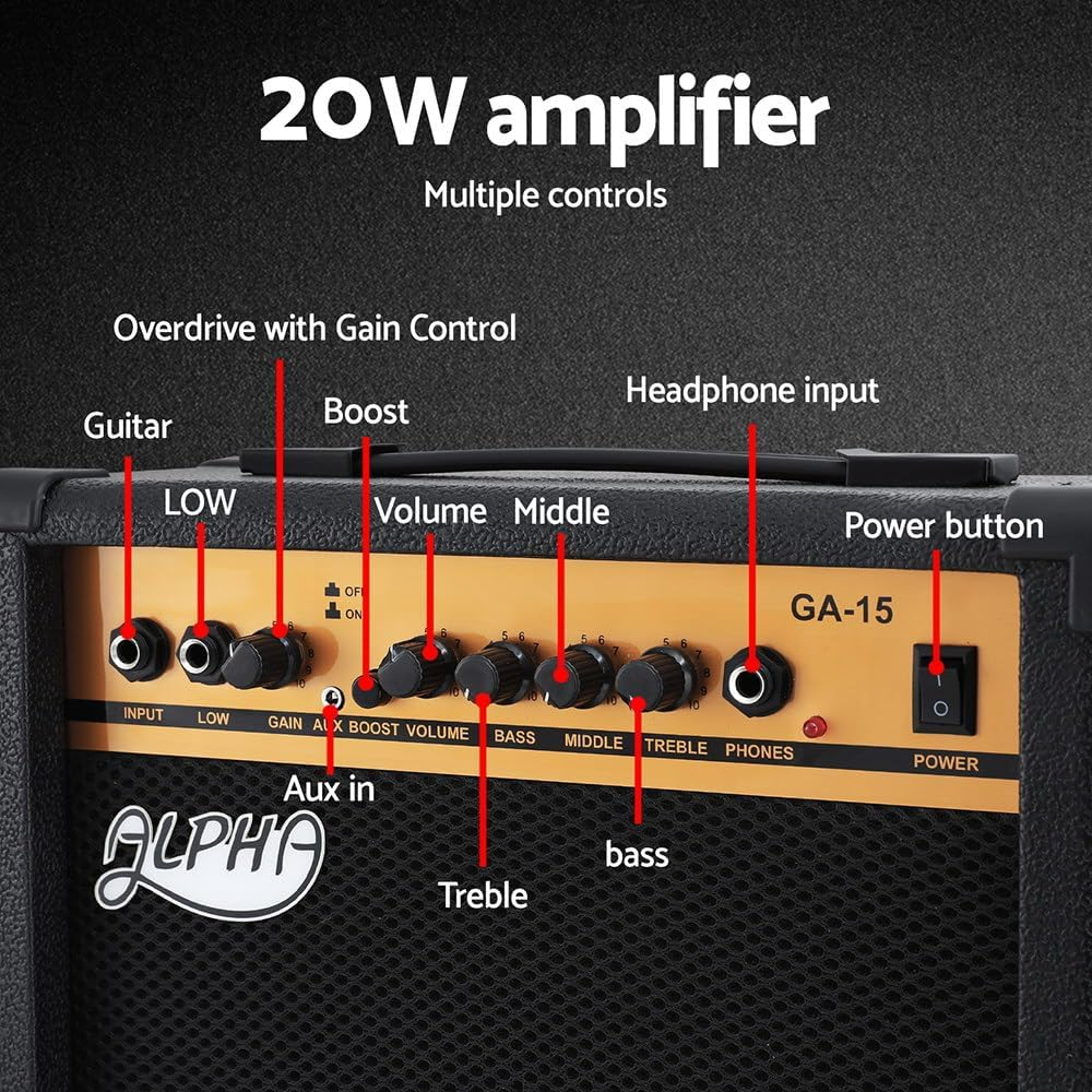 Alpha Electric Guitar Music String Instrument 20W Amplifier Rock Bag Pick image number 3