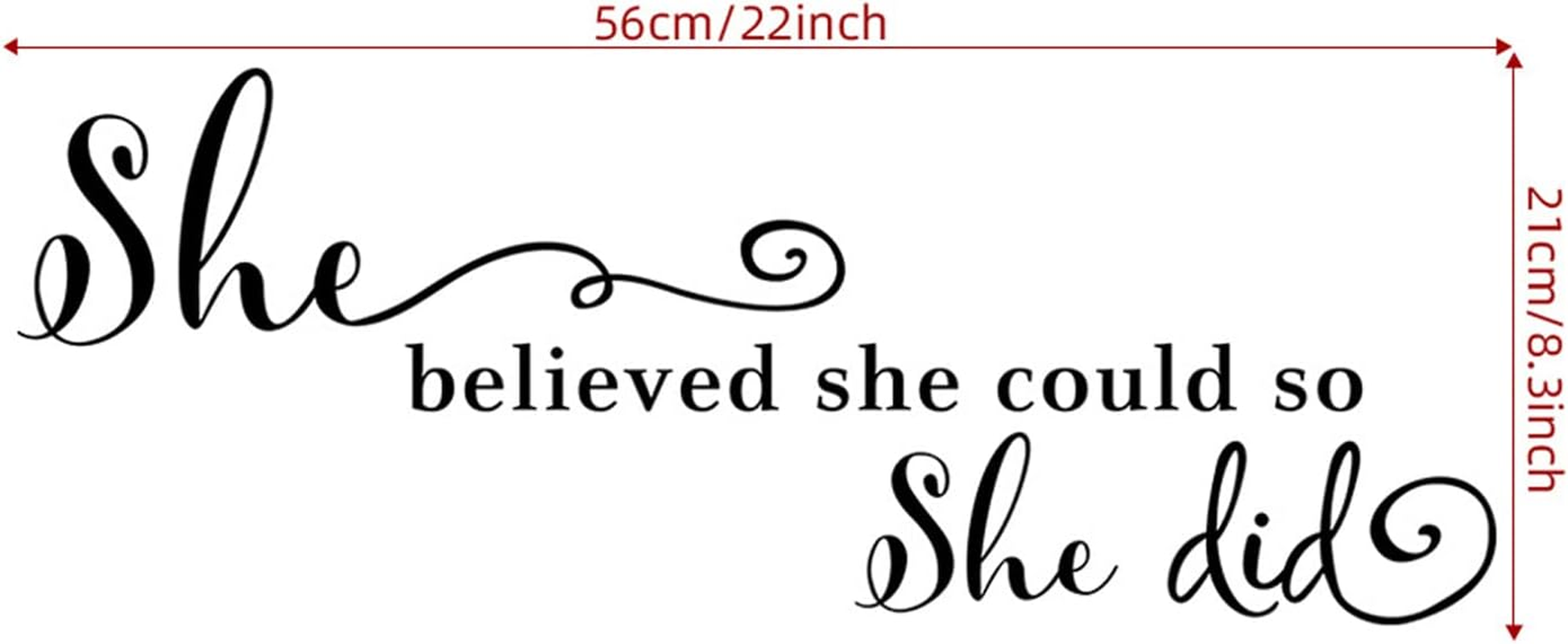 She Believed She Could so She Did Wall Sticker, Inspirational Wall Decals Quotes Motivational Wall Stickers Vinyl, Easy Peel and Stick Motivational Quote Wall Art for Living Room Home Decor