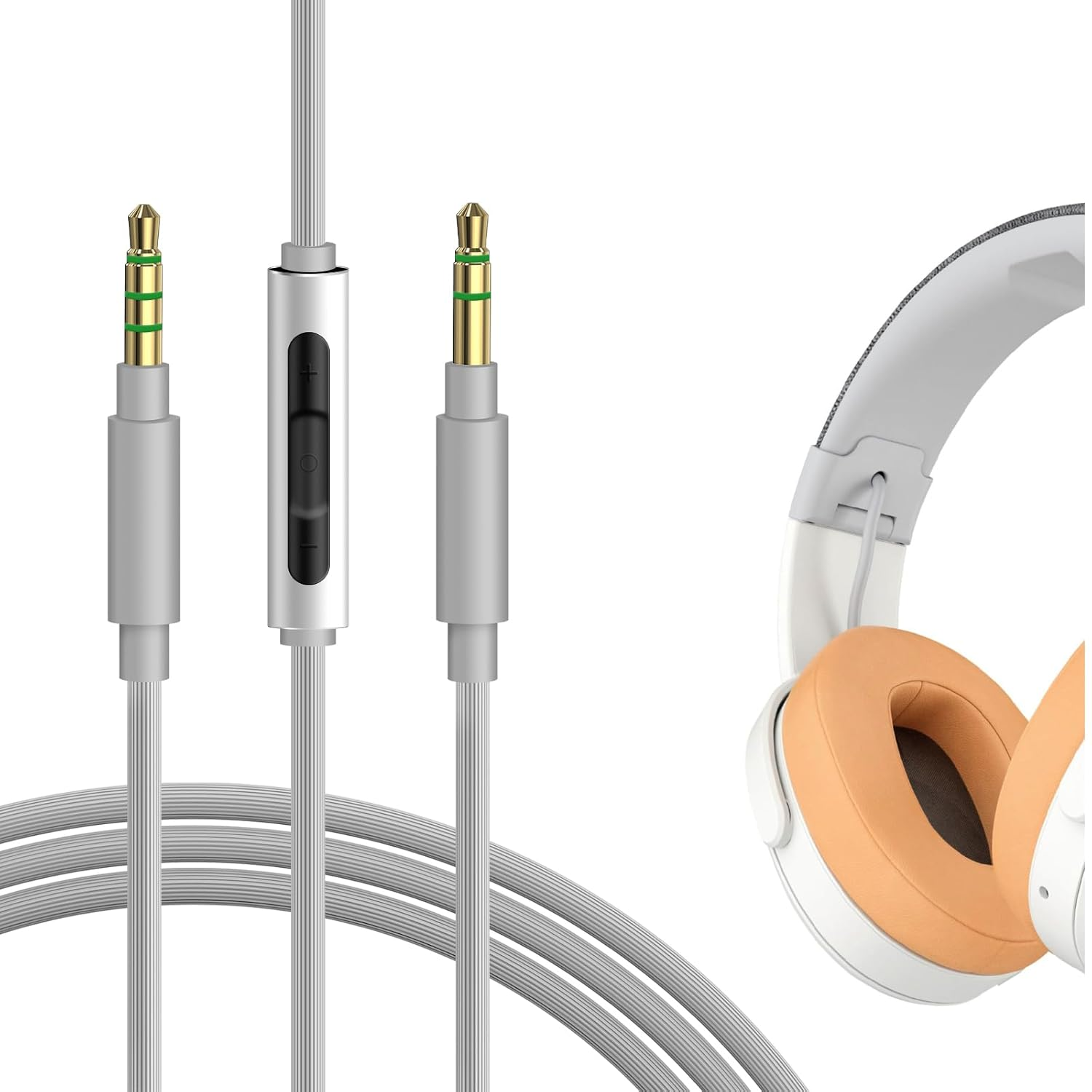 Geekria Audio Cable with Mic Compatible with Skullcandy Hesh Evo/Anc/3, Crusher Wireless, Venue, Riff 2, 3.5Mm Aux Replacement Stereo Cord with Inline Microphone (4 Ft / 1.2 M) image number 3