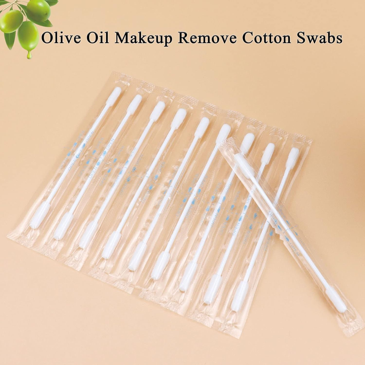 Olive Oil Makeup Remove Cotton Swabs - Individually Wrapped Double Tipped Paper Sticks, 100 Count (Long End) image number 2