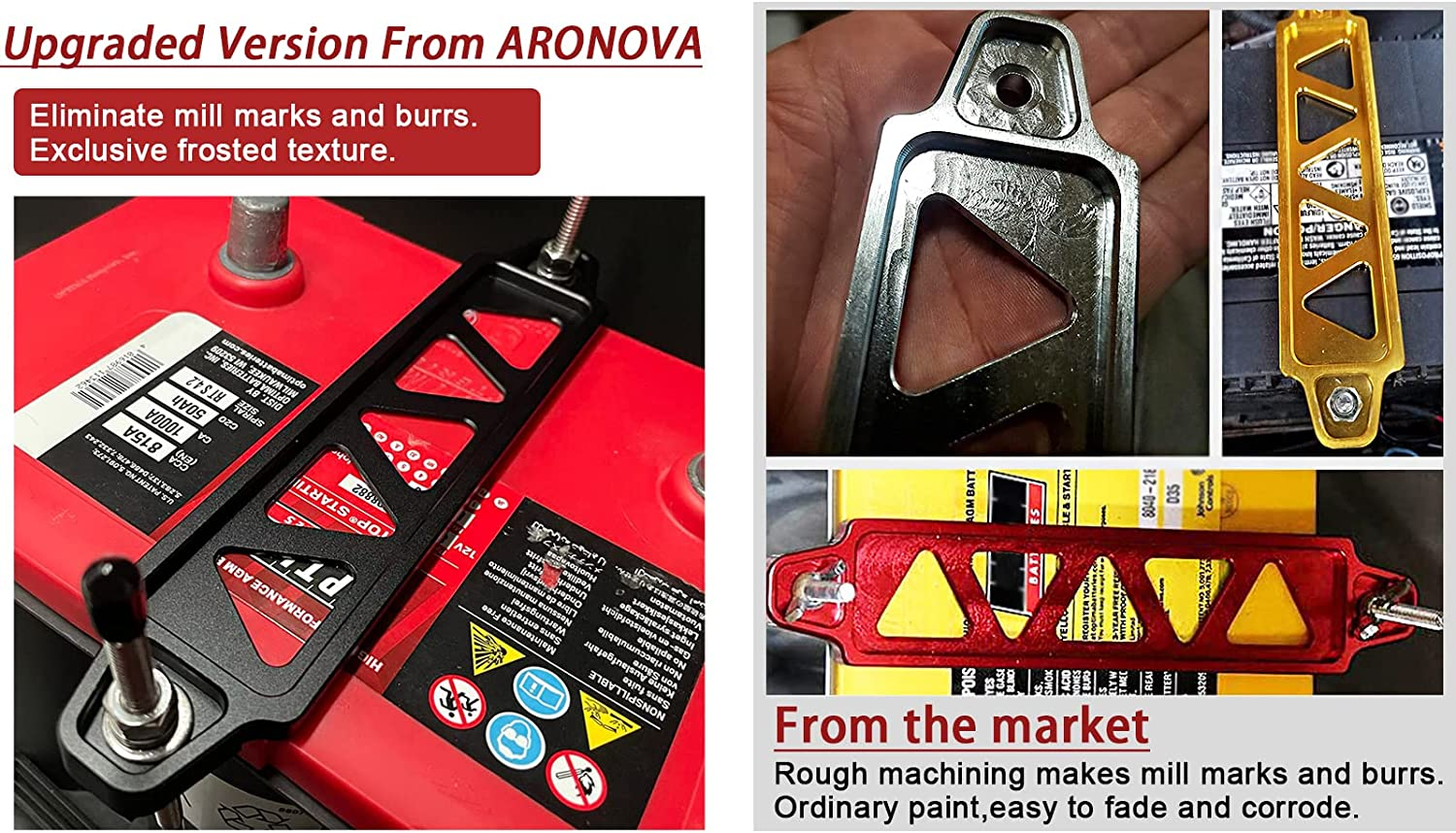 Battery Hold down Sets,With Billet Aluminum Battery Tie down Bracket and 18-8(304) Stainless Steel J Bolts