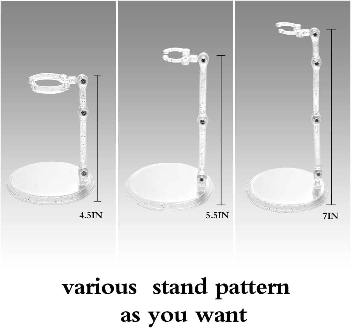 Ddung Doll Stand - Clear Doll Stand for 0.5" to 10" Dolls and Action Figure Stand (3-Pack)