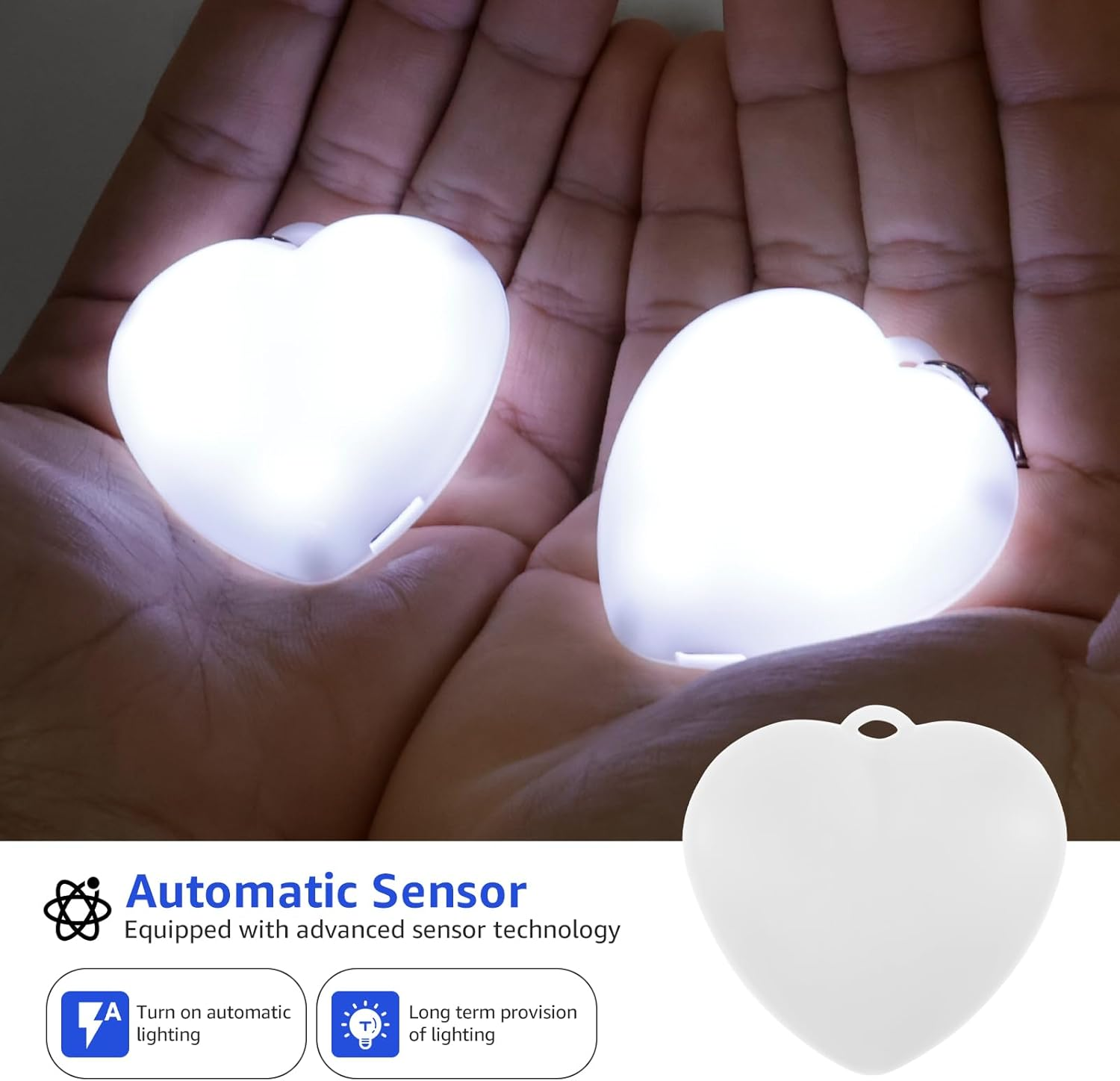 Bigjvbfv 4Pcs Purse Glow Heart Light, LED Automatic Sensor Handbag Lights, Touch Activated Handbag Light, Mini Handbag Purse Lamp for Purse Women Girls (4Pcs Love) image number 3