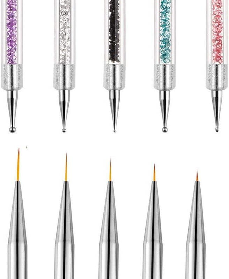 5 Pcs Nail Art Brushes Nail Dotting Tools Nail Art Tools Set - Fine Precision Double Ended Nail Art Liner Brush & Dotting Tool in One for DIY Manicure & Professional Designs image number 4