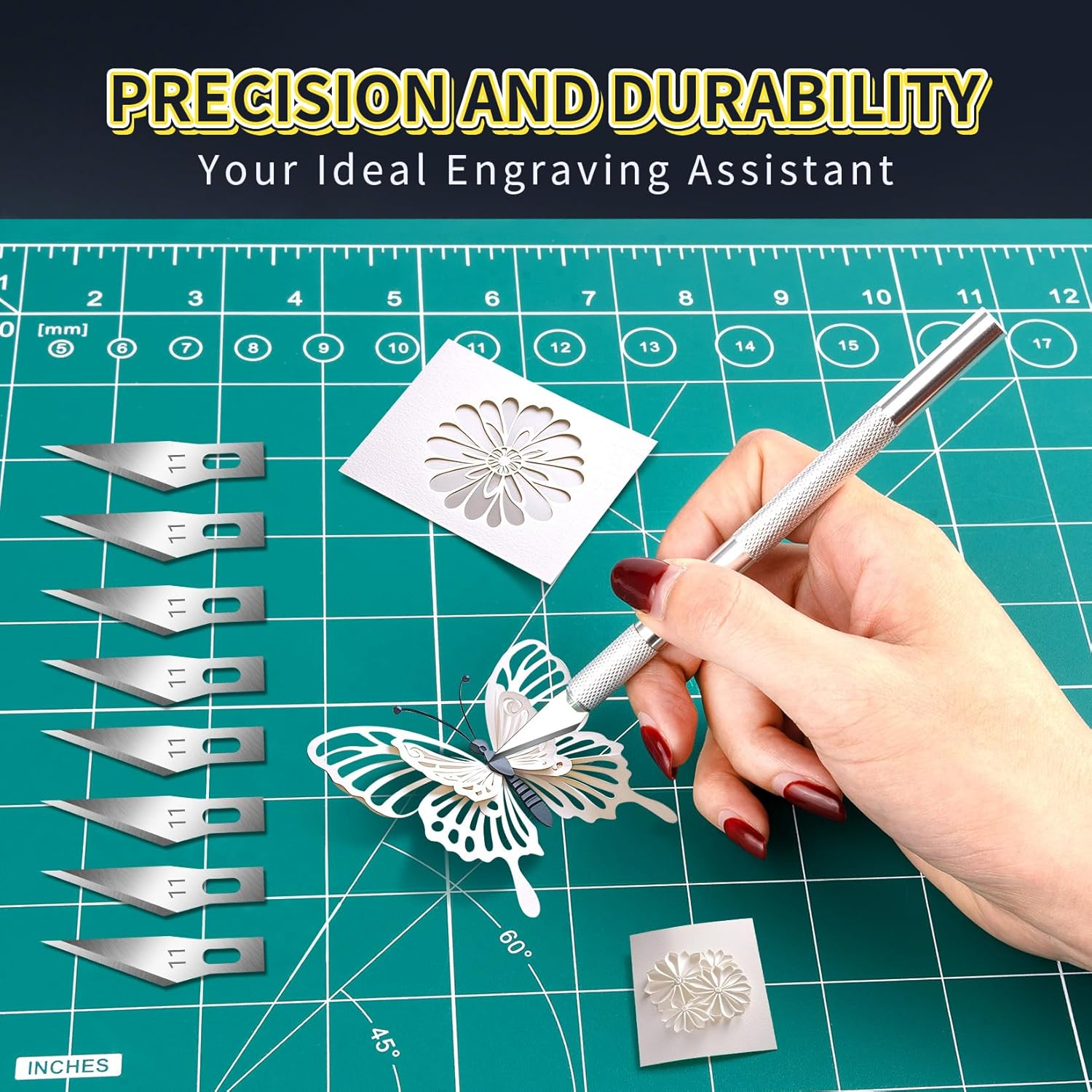 200 PCS Exacto Knife Blades, High Carbon Steel #11 Refill Exacto Art Blades Cutting Tool with Storage Case for Craft, Hobby, Scrapbooking, Stencil image number 6