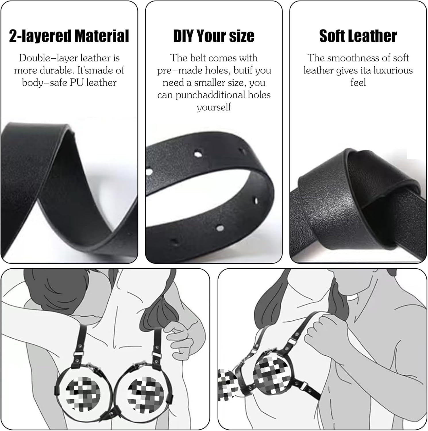 Mineens Chest Restraints for Women Harness,Bdsm Bondage Set Chest Restraints Sex Toy for Couples,Sexy Lingerie,Sm Sex Outfit for Play Fetish Cosplay Black